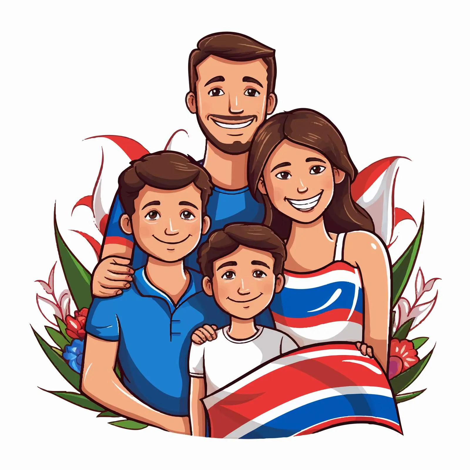 Colorful Family Clip Art with National Flags — free download from Dotvec