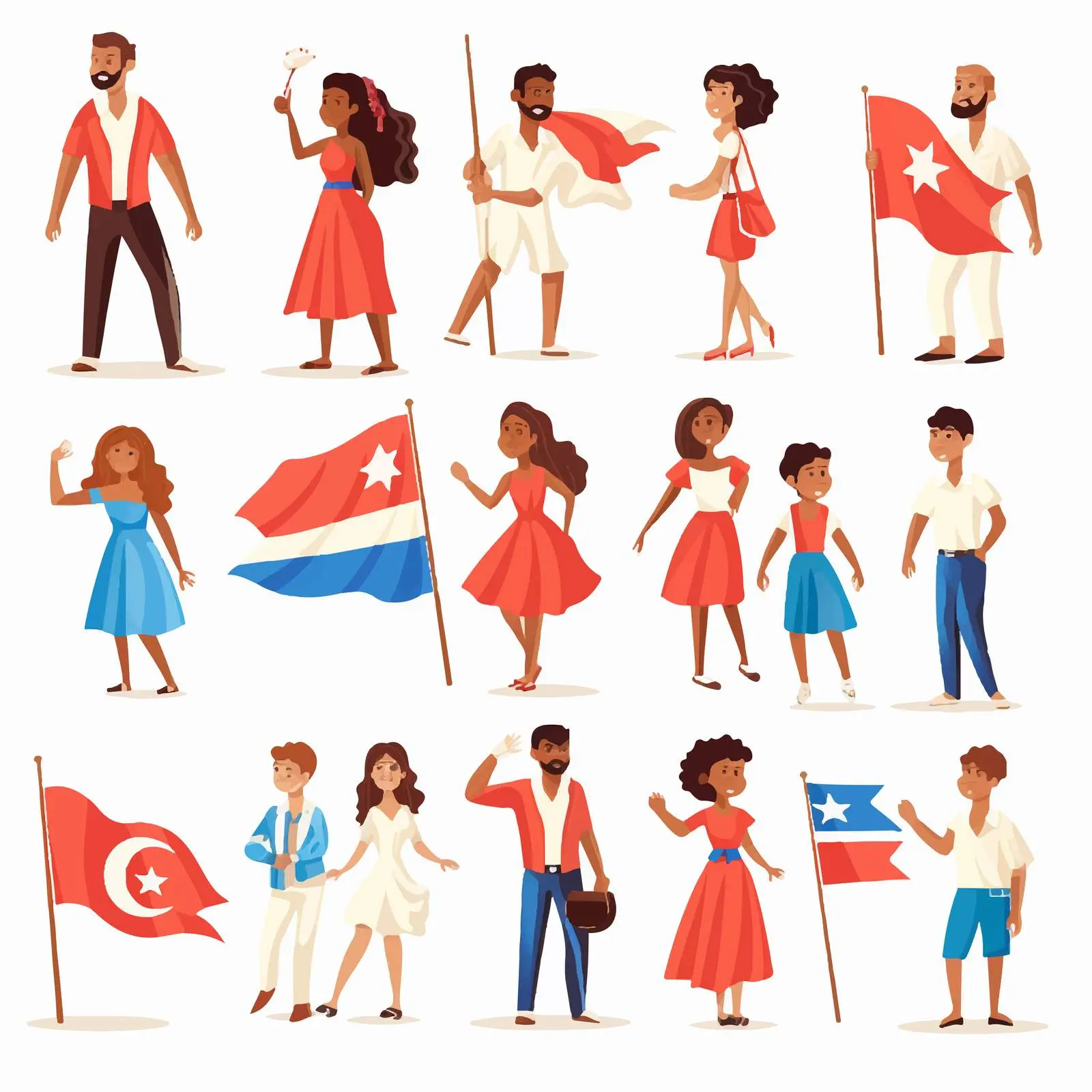 Colorful Family Clip Art Inspired by National Flags — free download from Dotvec
