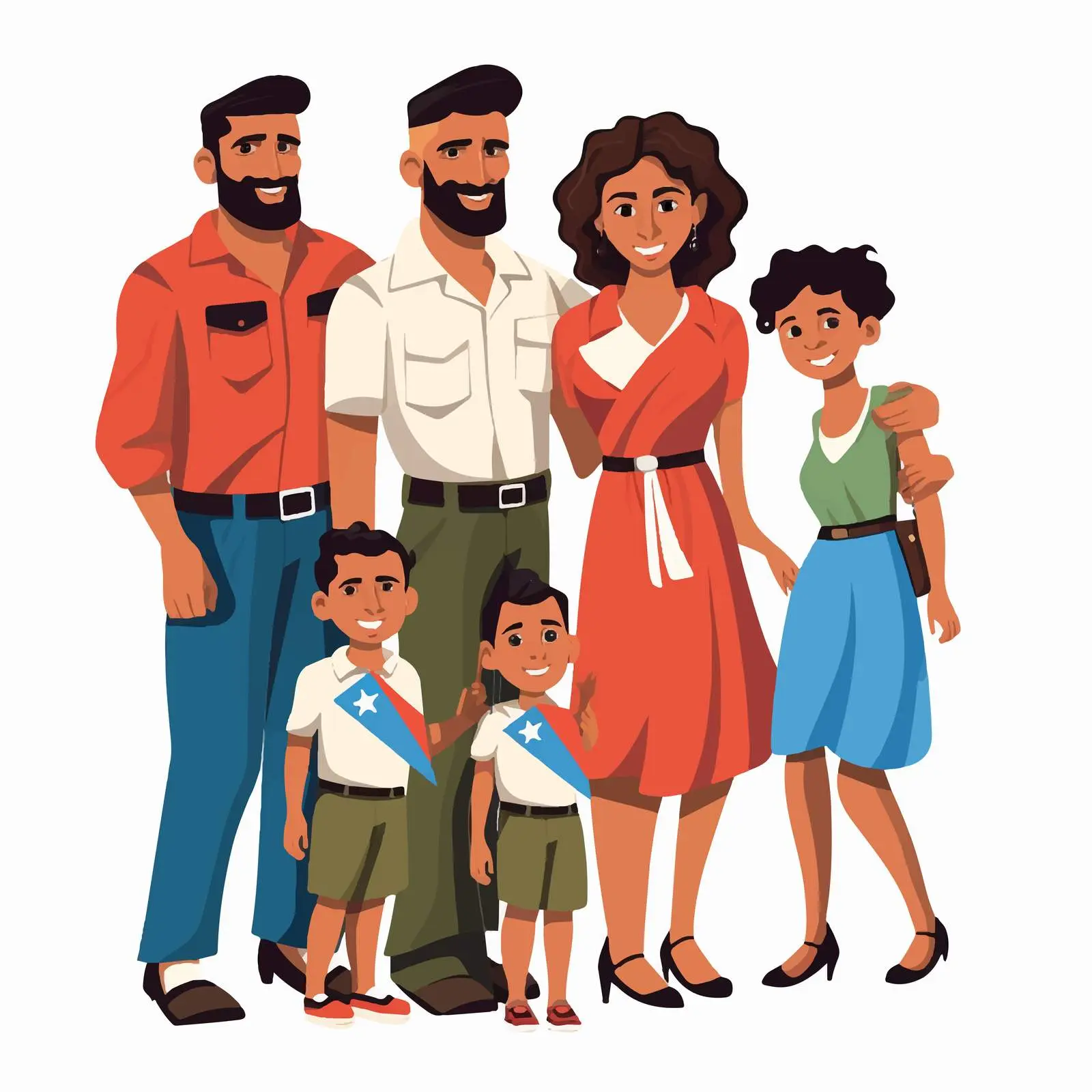 Colorful Family Clip Art with National Flag Theme – free vector set image from Dotvec