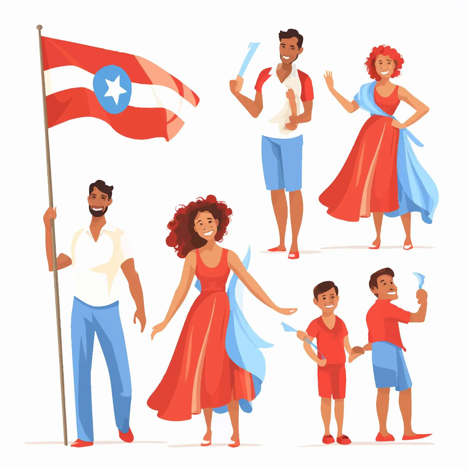 Family Clip Art in National Flag Colors – free vector set image from Dotvec