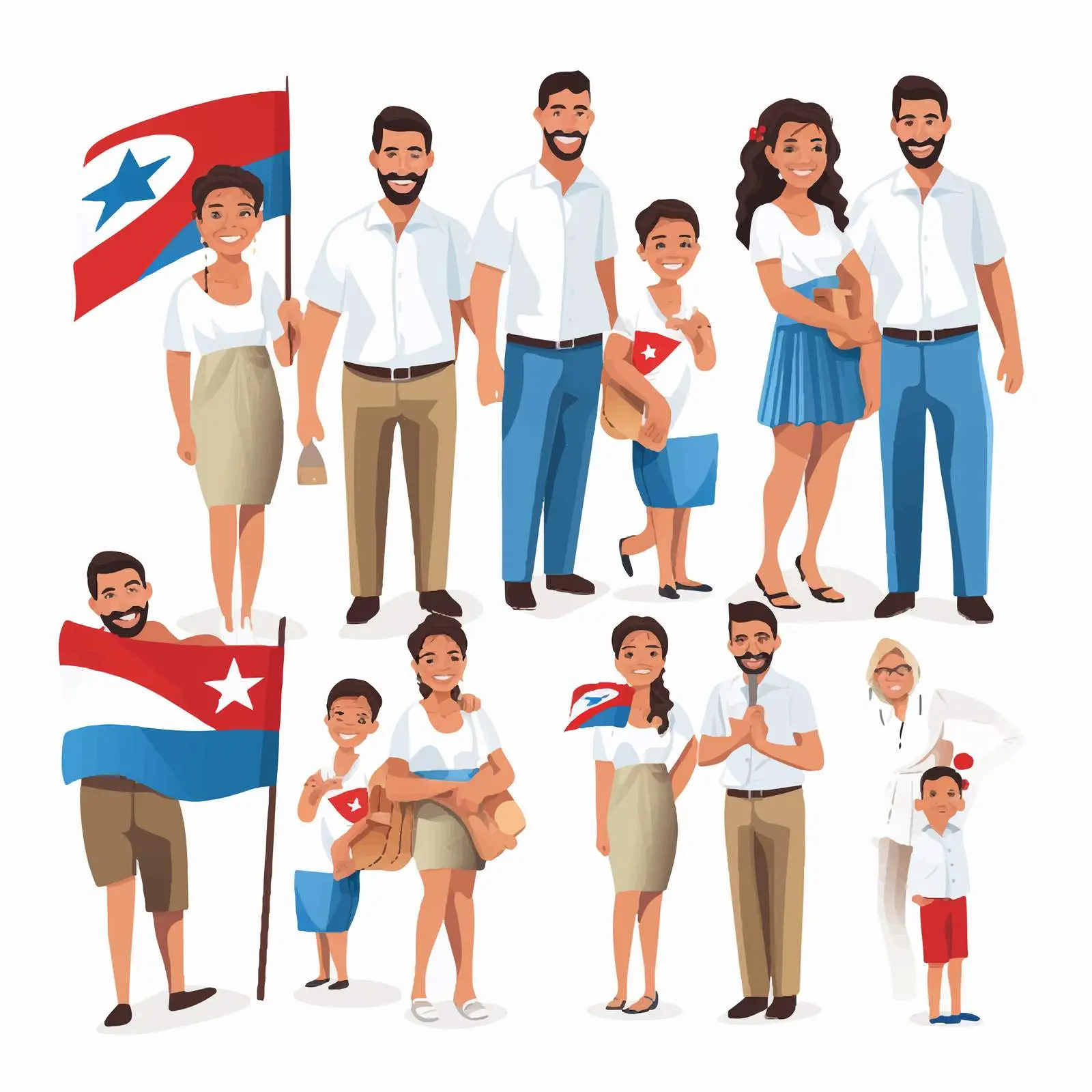 Colorful Family Clip Art with National Flags — free download from Dotvec