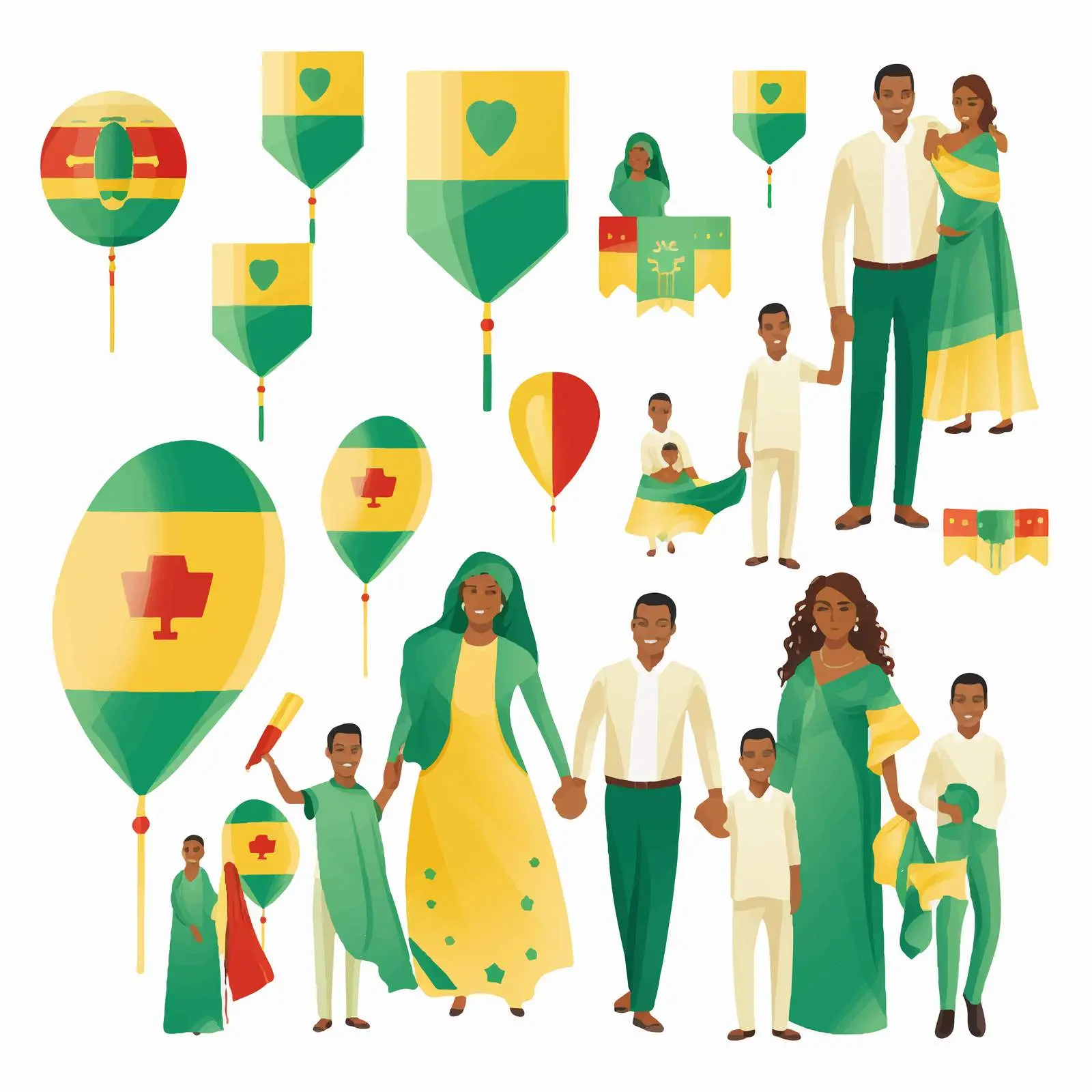 Colorful Family Clip Art with National Flag Themes — free download from Dotvec
