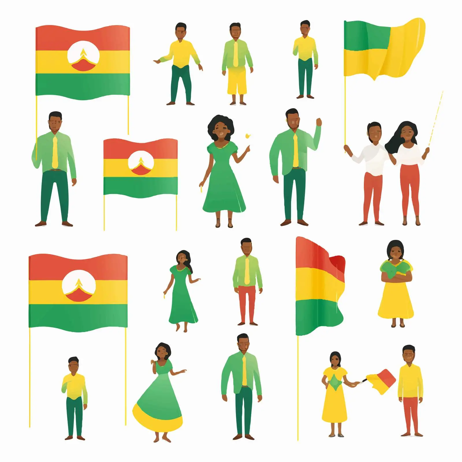 Colorful Family Clip Art with National Flags – free communications image from Dotvec