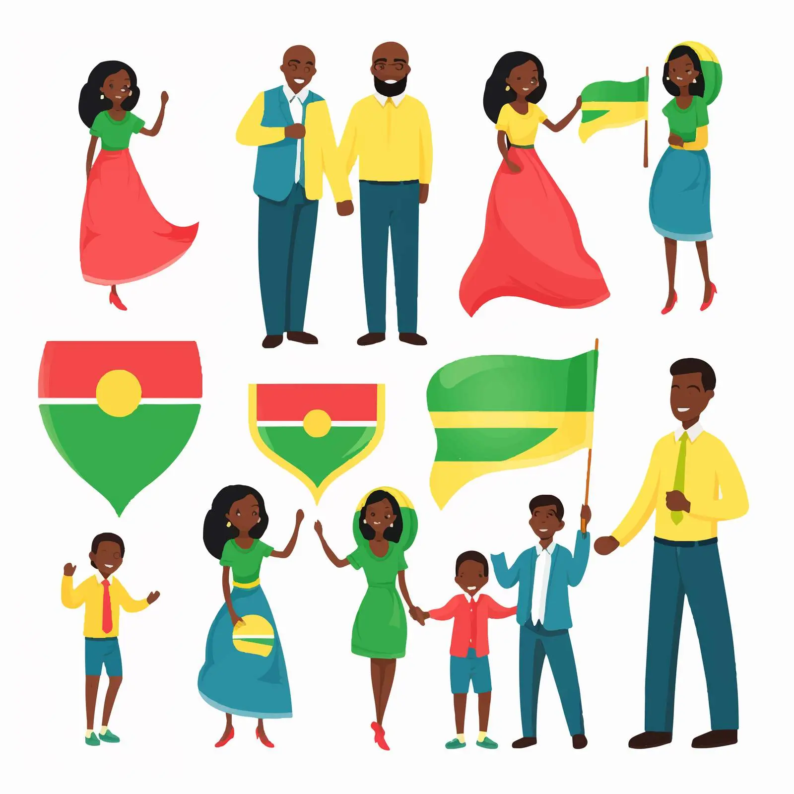 Colorful Family Clip Art with National Flag Colors – free colorful imagery image from Dotvec