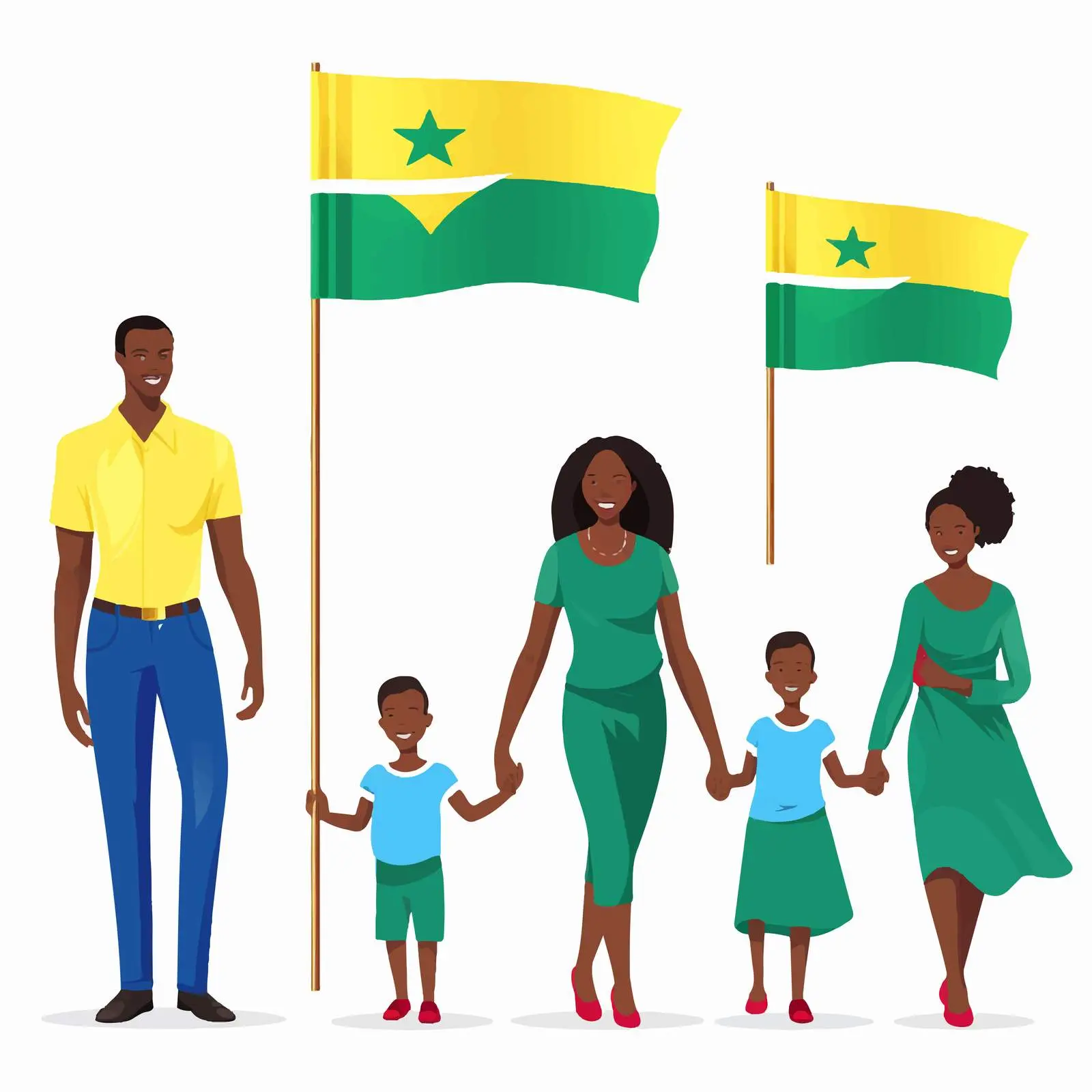 Colorful Family Clip Art with National Flags — free download from Dotvec