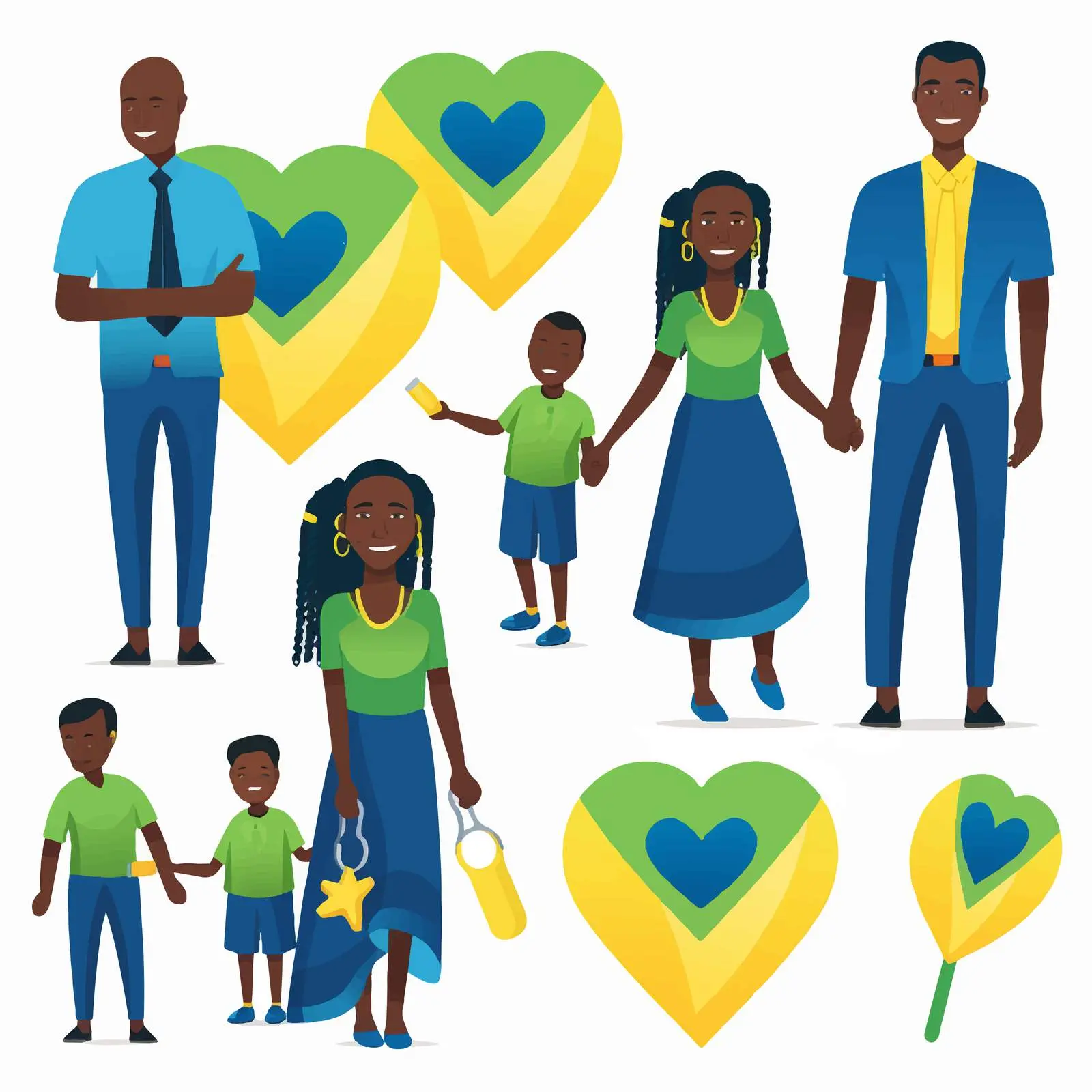 Family Clip Art in National Flag Colors — free download from Dotvec