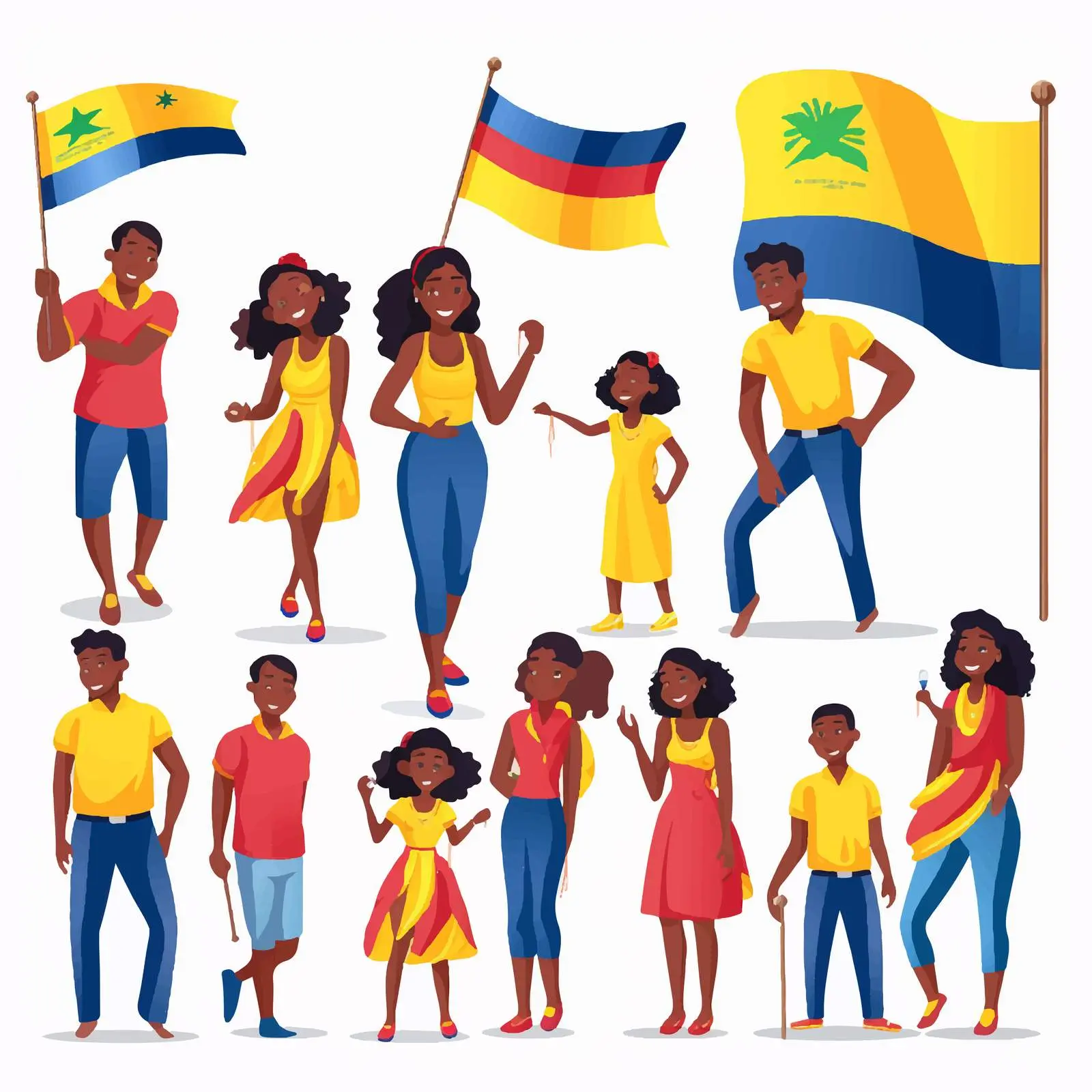 Family Clip Art in National Flag Colors — free download from Dotvec