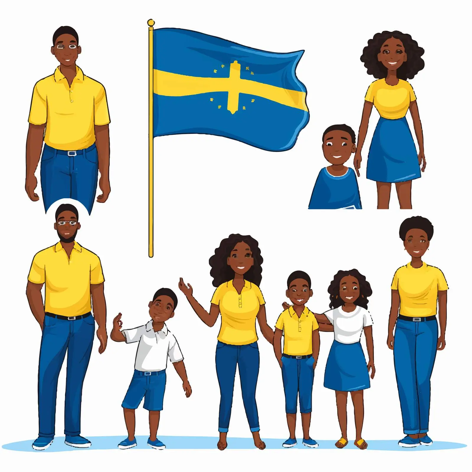 Colorful Family Clip Art with National Flags – free emblems image from Dotvec