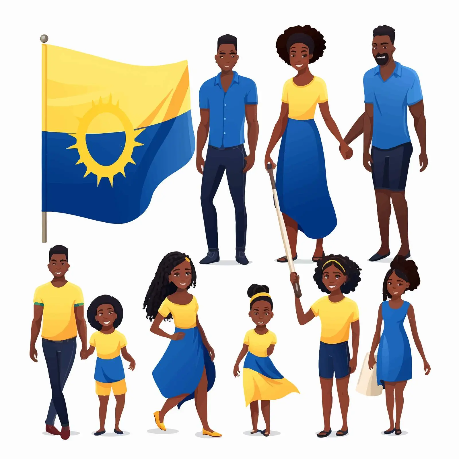 Family Clip Art in National Flag Colors — free download from Dotvec