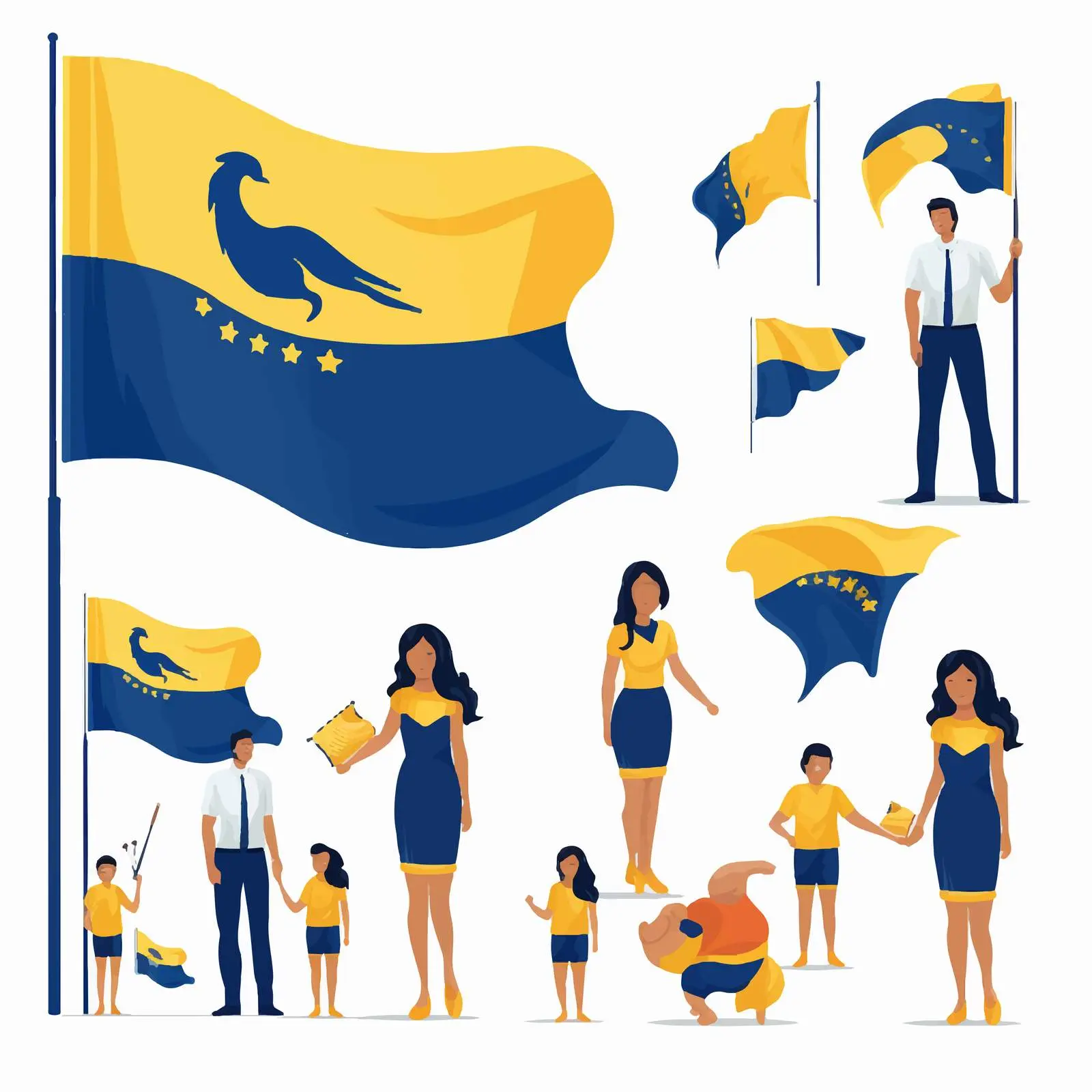 Family Clip Art in National Flag Colors – free art for home image from Dotvec