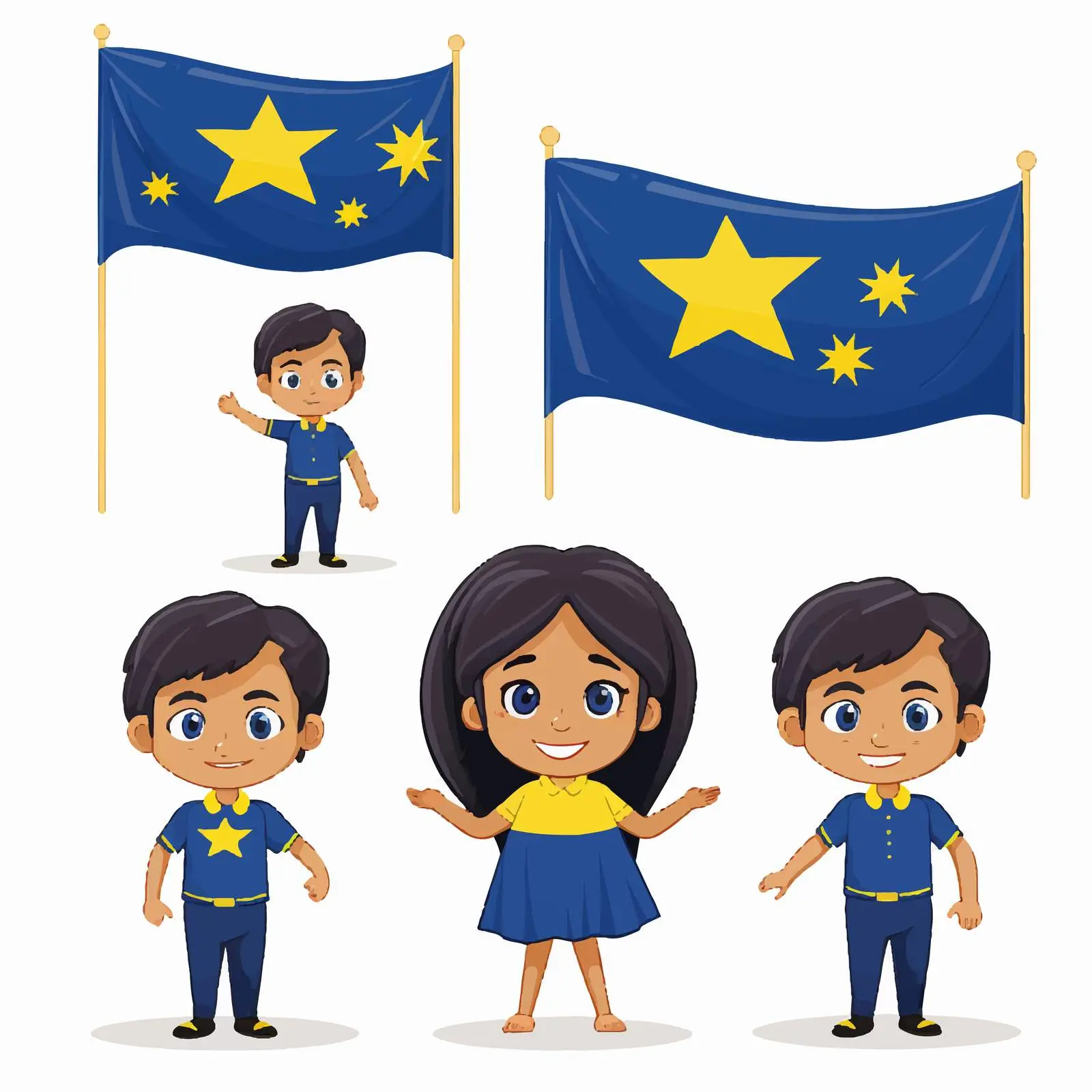 Colorful Family Clip Art with National Flag Themes — free download from Dotvec