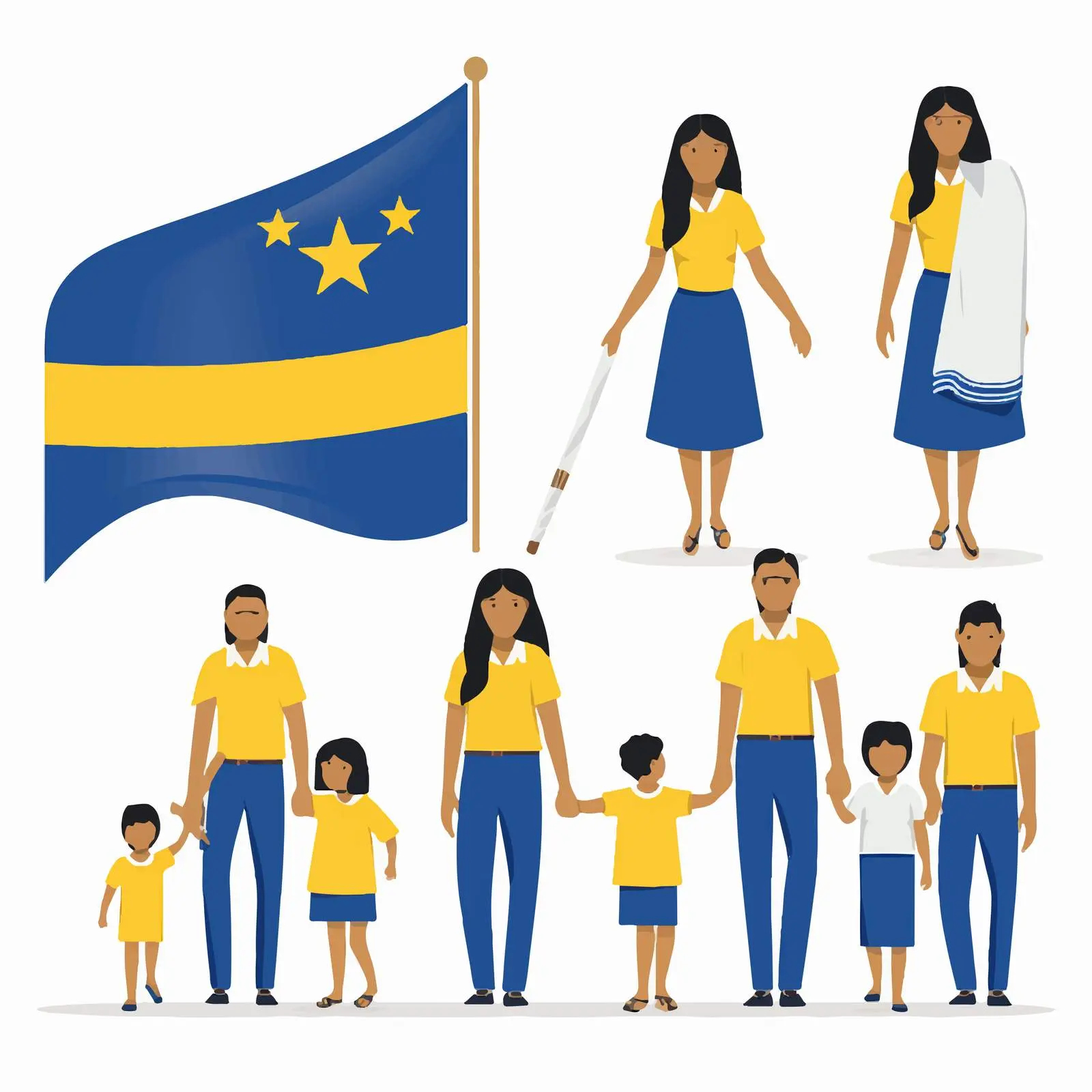 Colorful Family Clip Art with National Flags – free emblems image from Dotvec