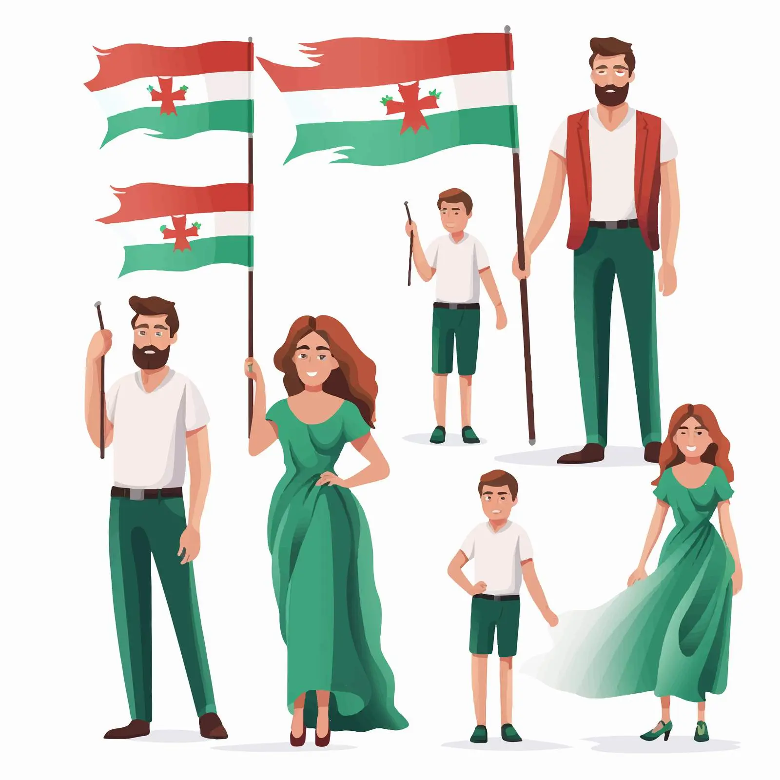 Colorful Family Clip Art with National Flag Themes — free download from Dotvec