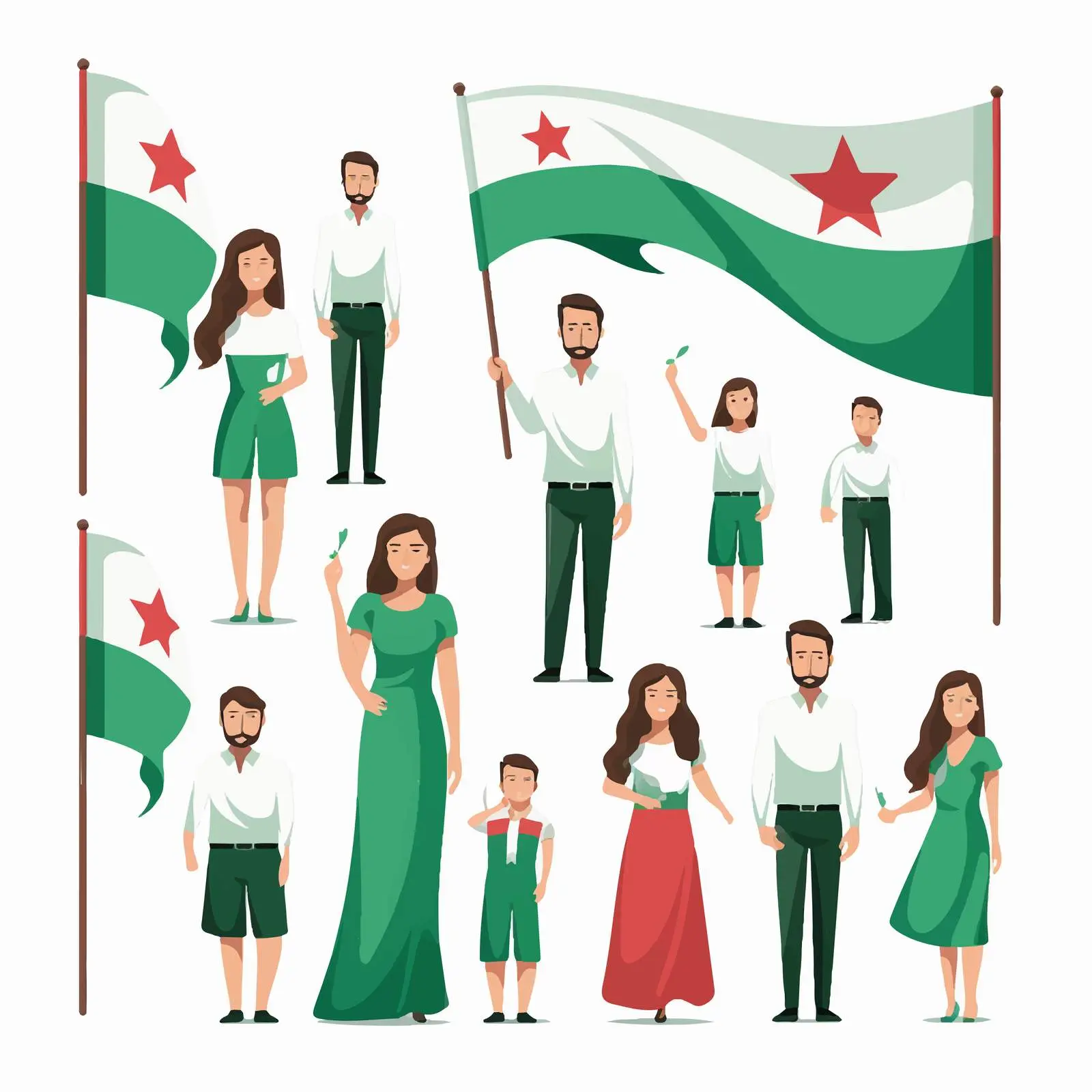 Colorful Family Clip Art with National Flags — free download from Dotvec