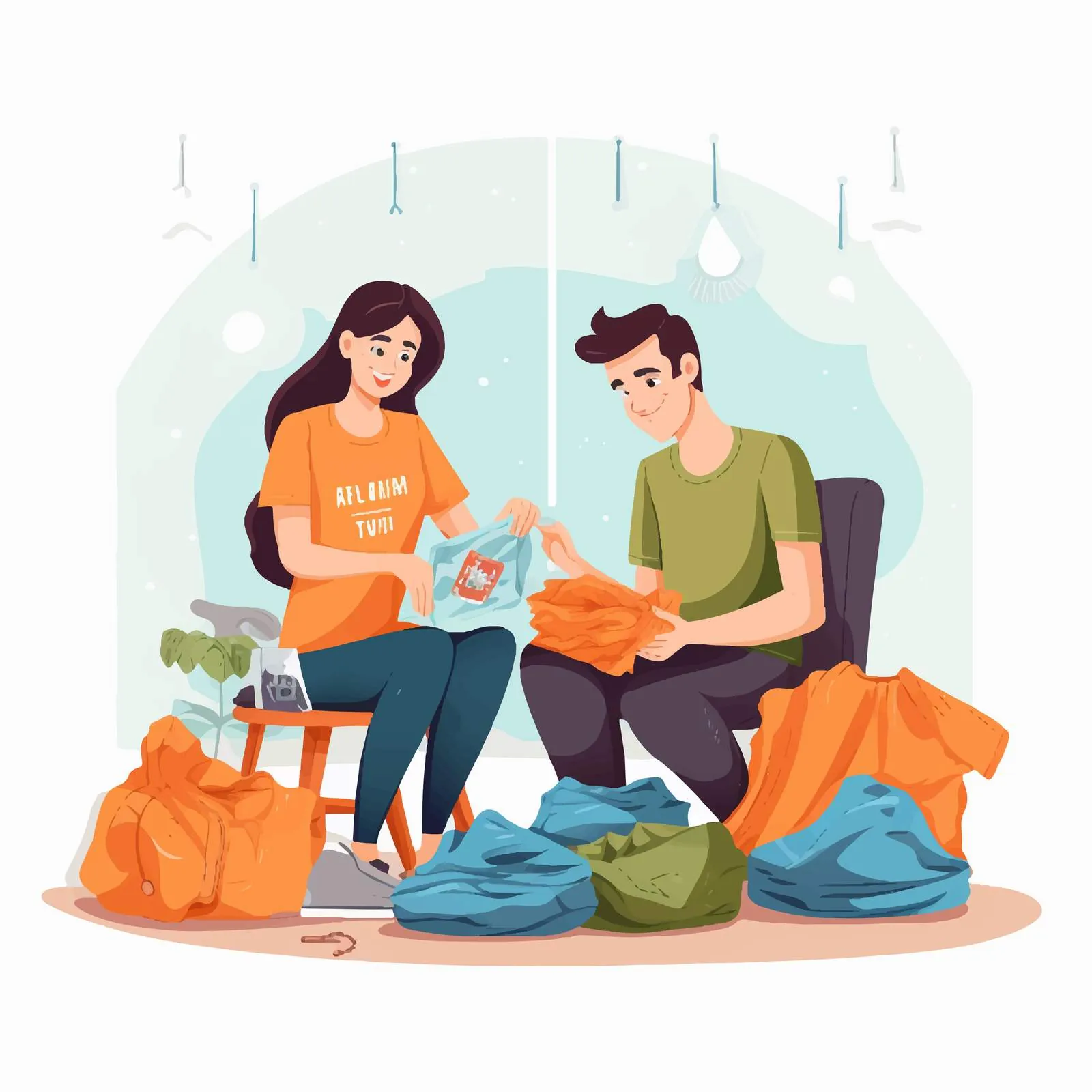 Couple Organizing and Folding Clothes Together – free shared responsibilities image from Dotvec