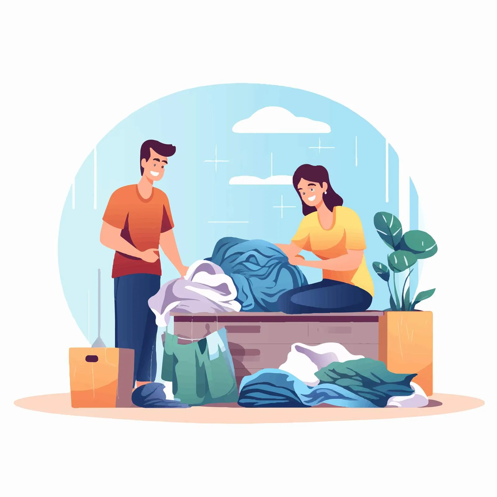 Couple Organizing Clothes Together – free shared responsibilities image from Dotvec