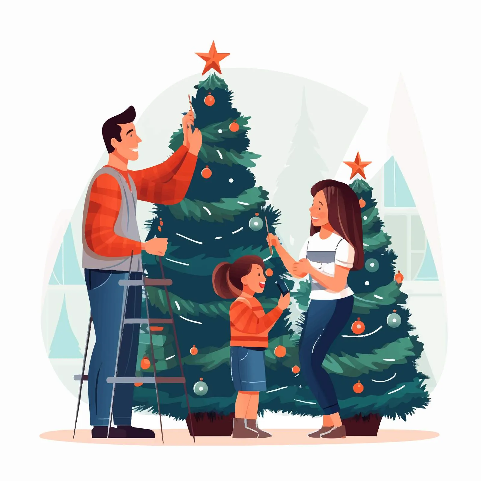 Family Decorating Christmas Tree for Holiday Cheer — free download from Dotvec