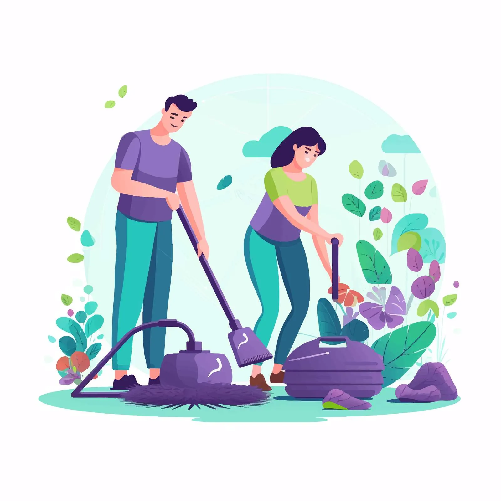 Family Cleaning Together in Daily Routine – free domestic tasks image from Dotvec