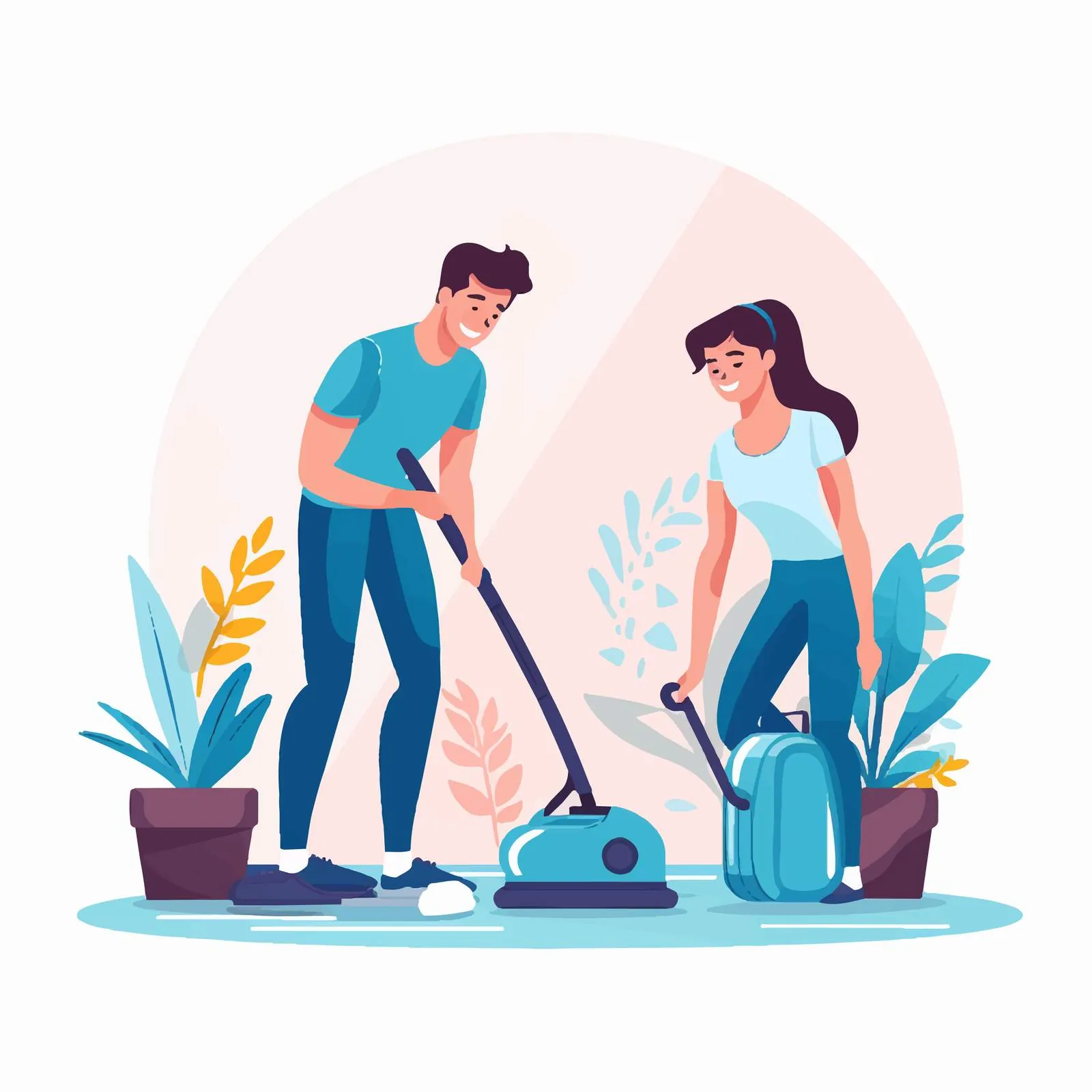 Family Cleaning Together in Daily Routine — free download from Dotvec