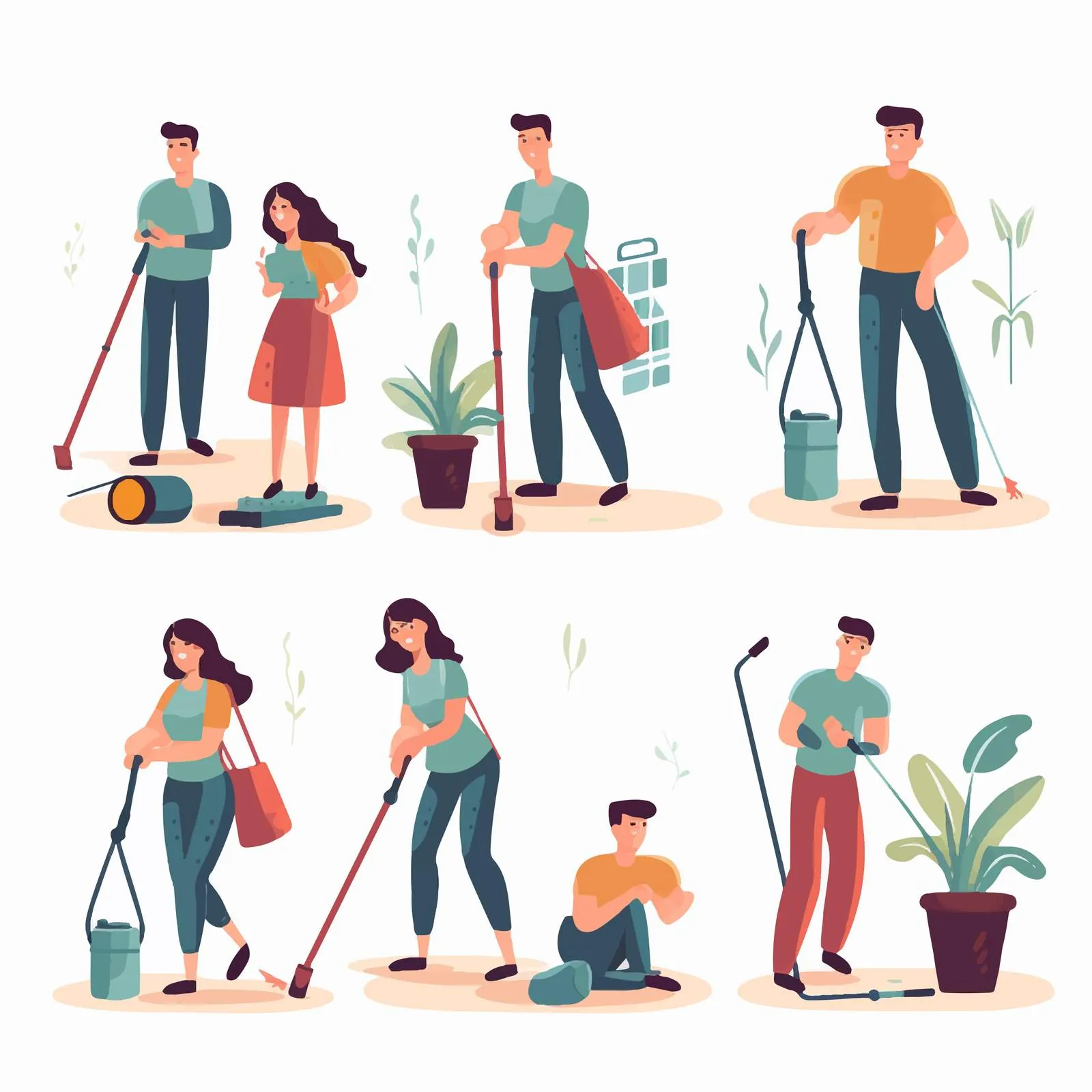 Family Cleaning Together in Daily Routine — free download from Dotvec
