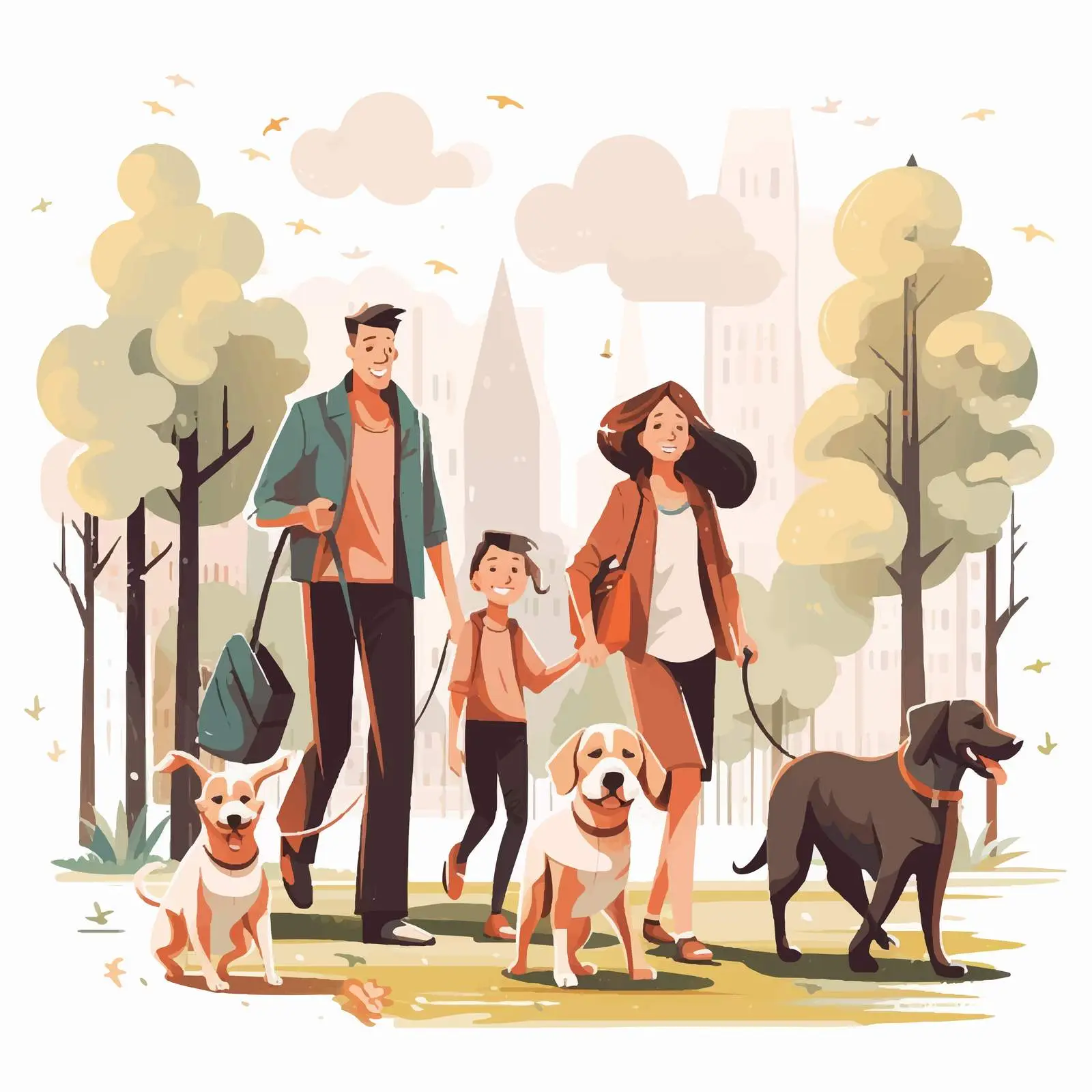 Family Enjoying Outdoor Time with Pets — free download from Dotvec
