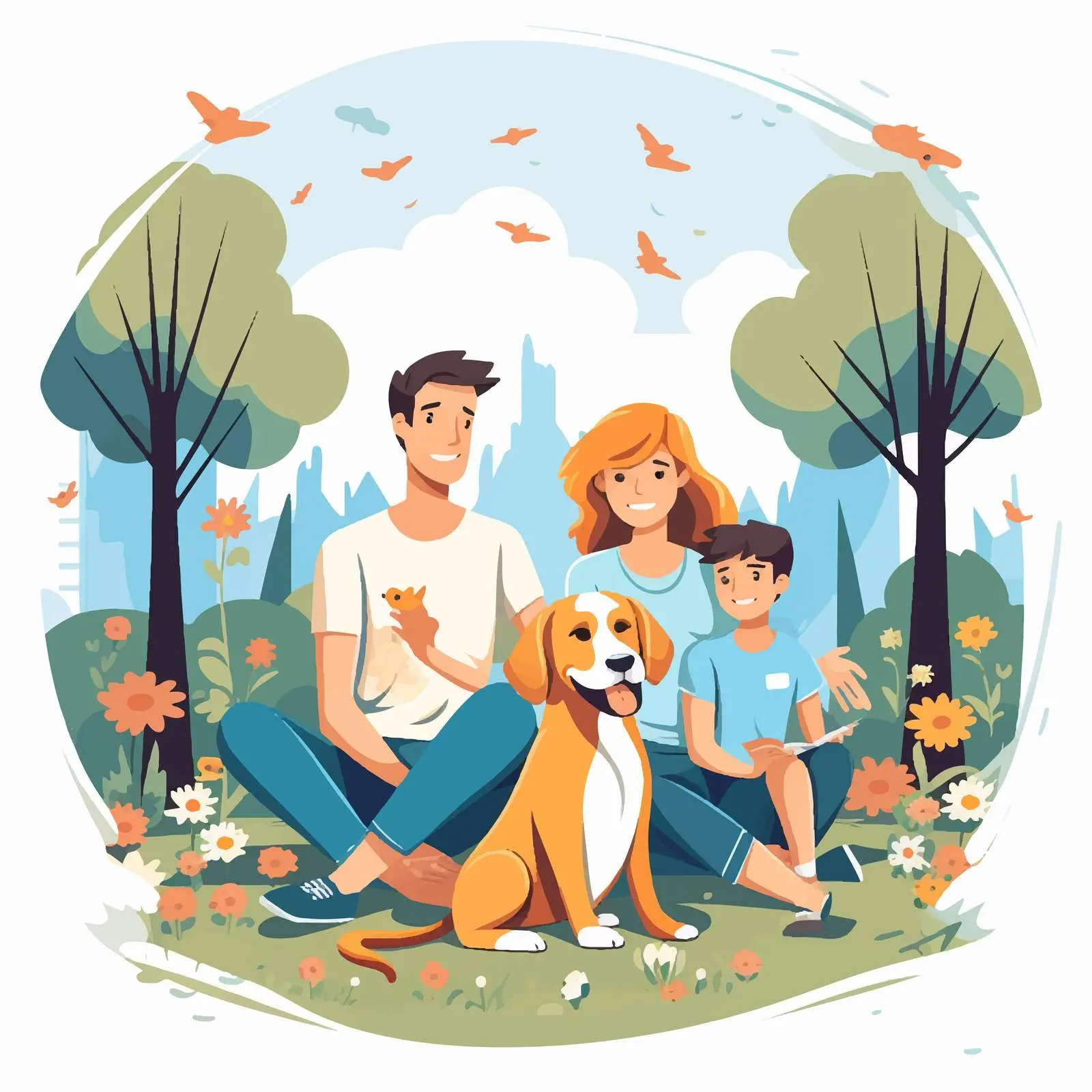 Family Enjoying Time Outdoors with Pets — free download from Dotvec