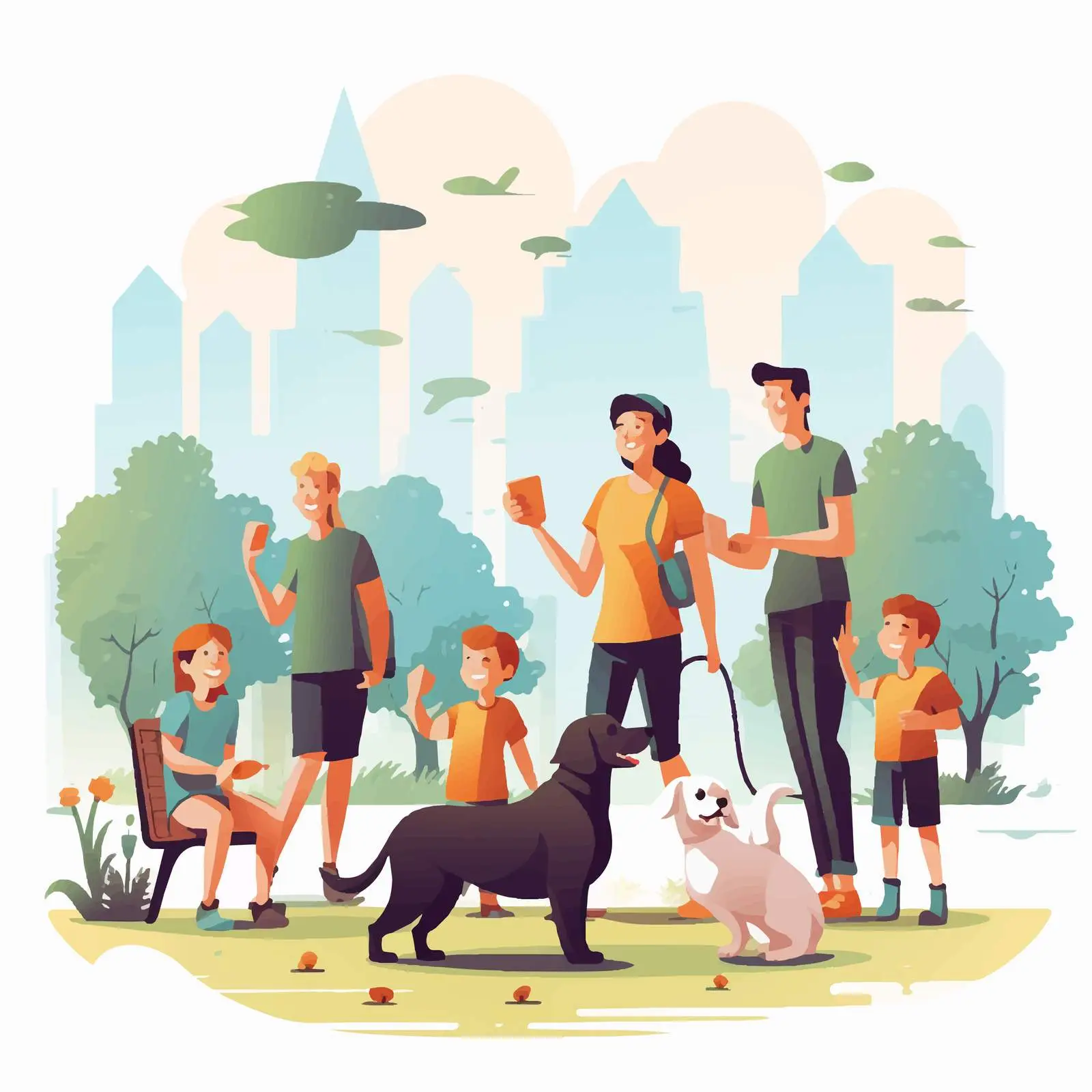 Family Enjoying Time with Pets in Nature — free download from Dotvec