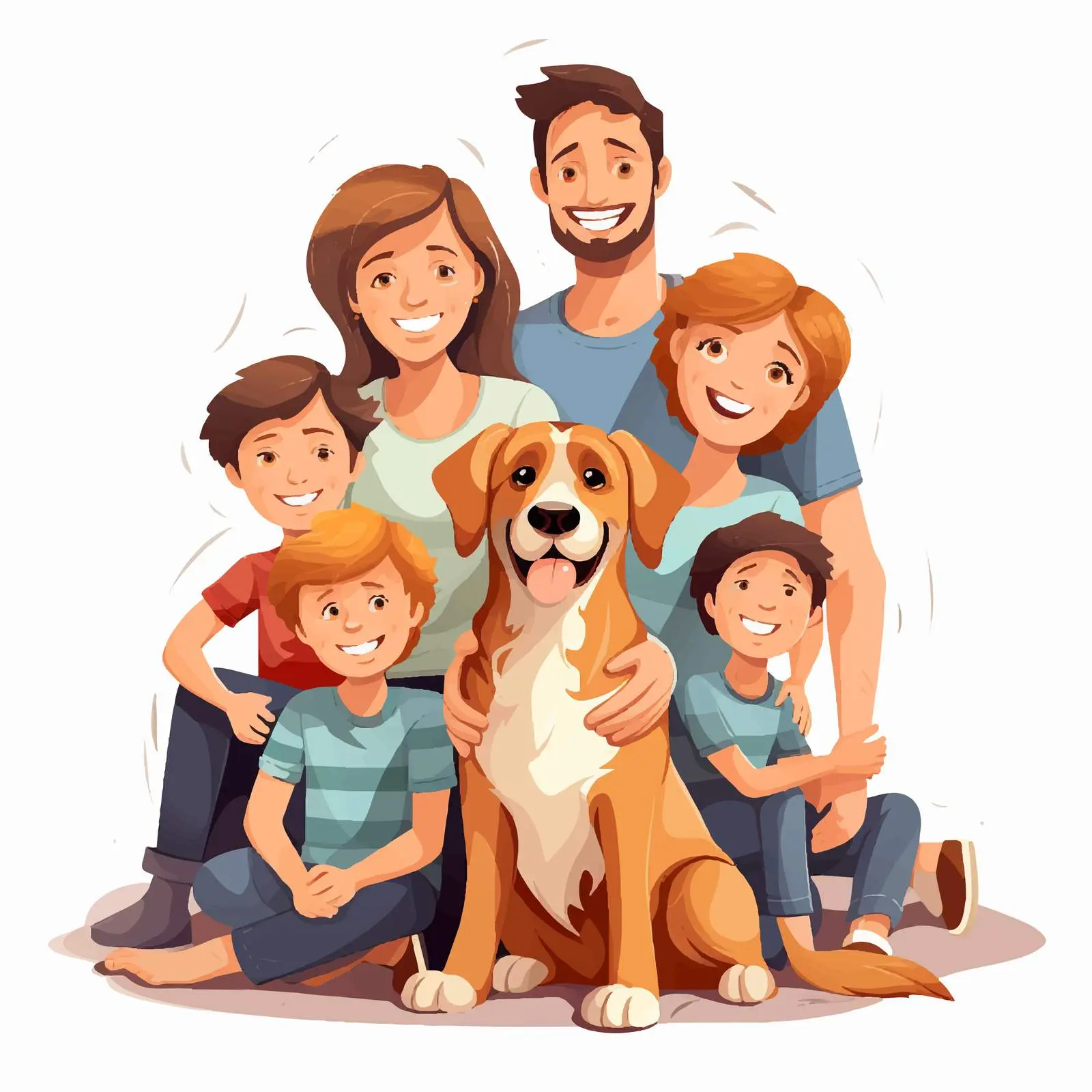 Family Time with Happy Pet Dogs Vector — free download from Dotvec