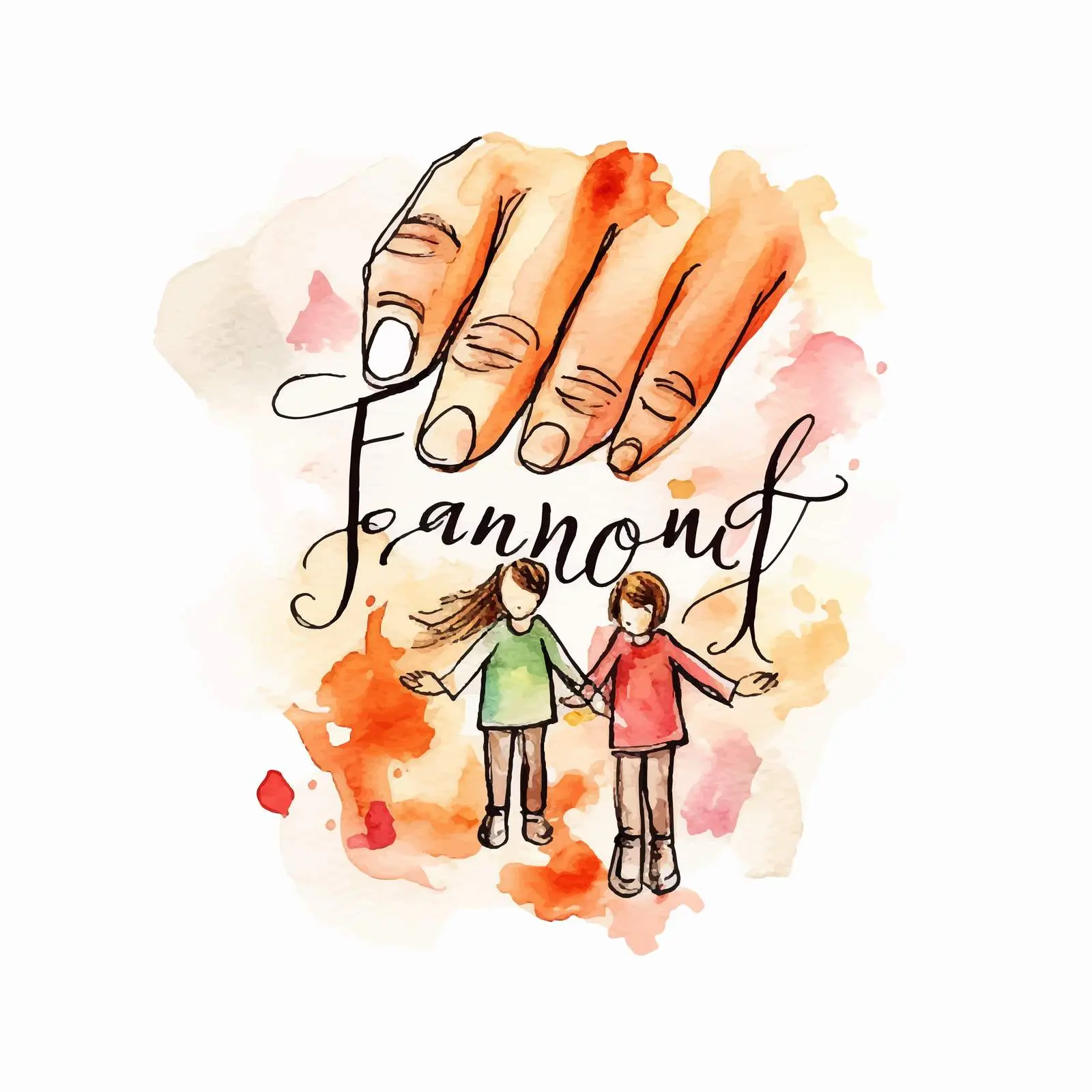 Cartoon Family Handwritten Inscription Illustration — free download from Dotvec