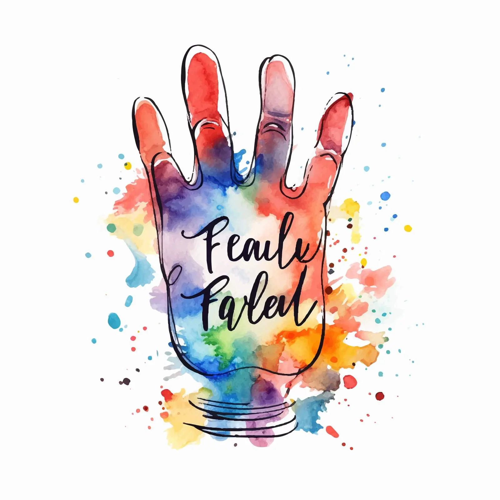 Cartoon Kids Holding Hands with Handwritten Inscription — free download from Dotvec