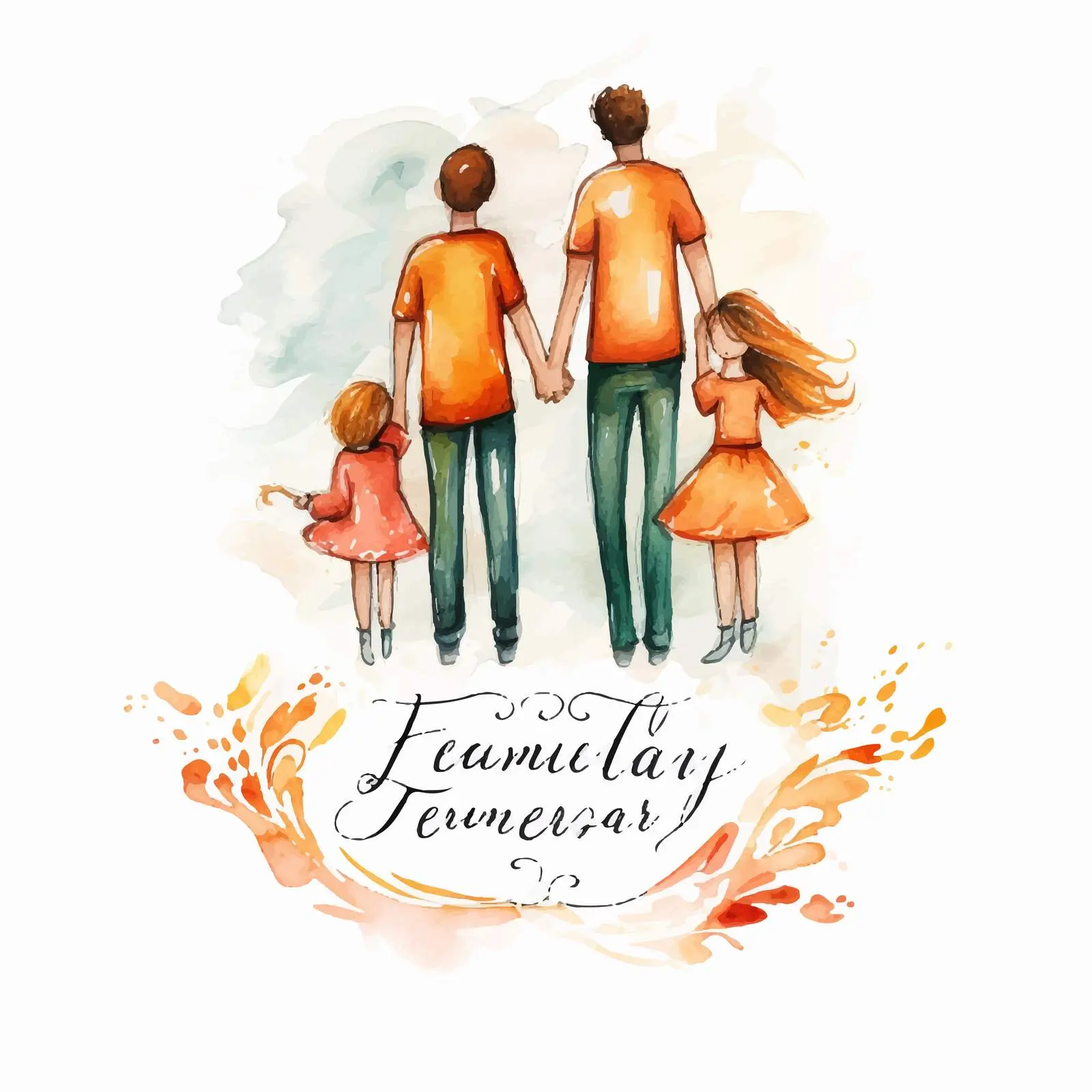 Cartoon Hands Holding Family Handwritten Inscription — free download from Dotvec