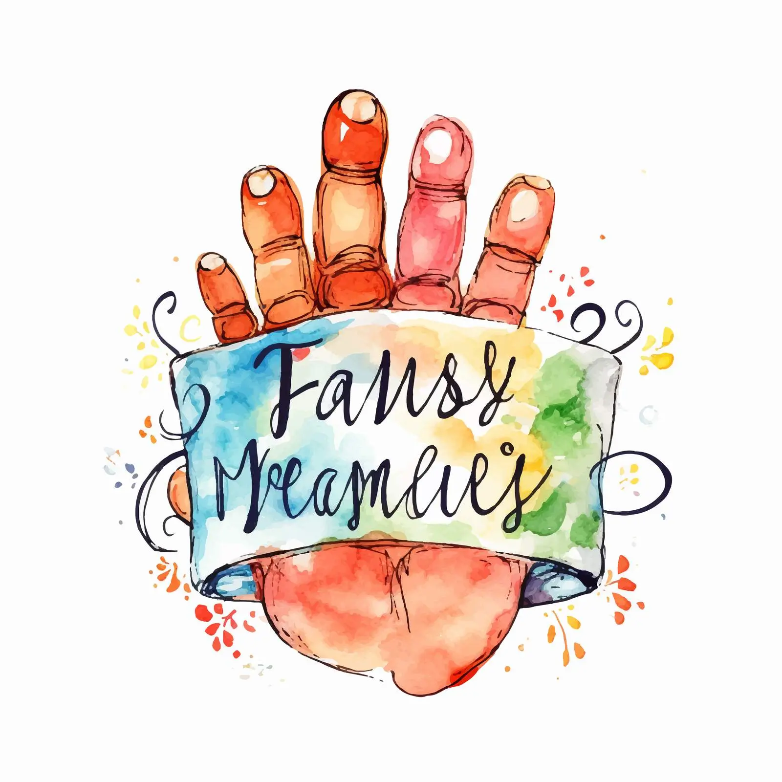 Cartoon Children's Hands with Handwritten Inscription — free download from Dotvec