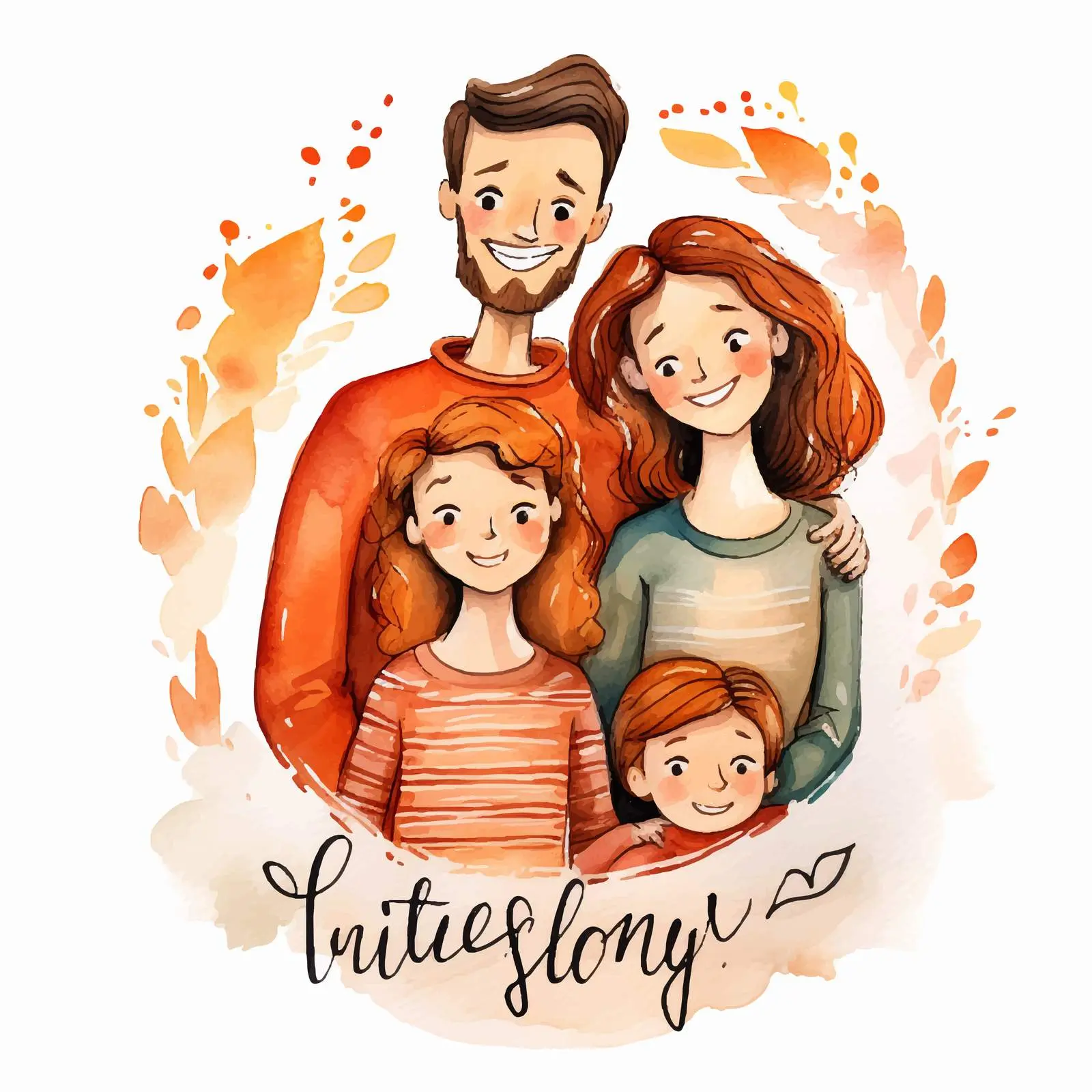 Happy Family Handwritten Lettering Illustration — free download from Dotvec
