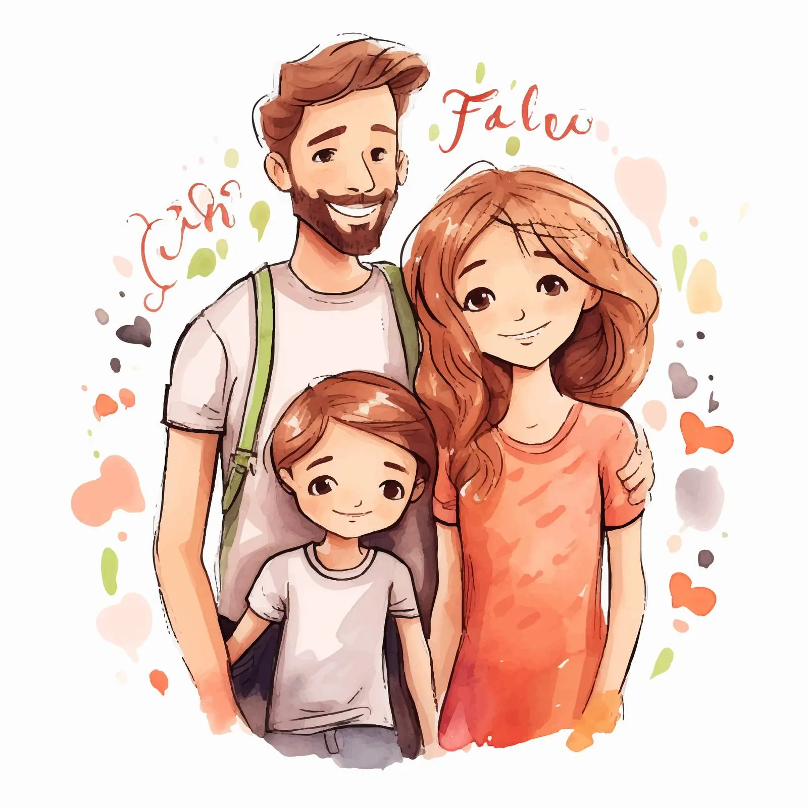 Happy Family Cartoon Handwritten Lettering Vector — free download from Dotvec