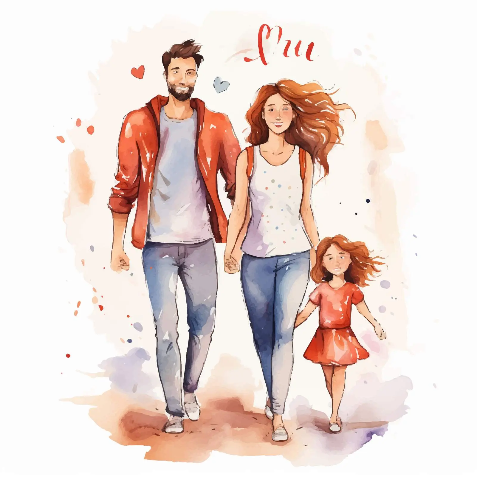 Happy Family Handwritten Lettering Cartoon Vector — free download from Dotvec