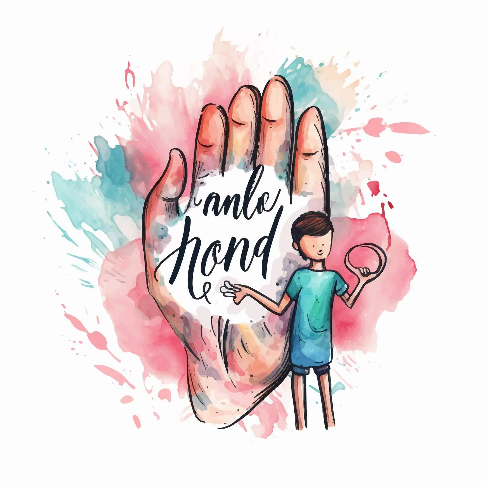 Family Handwritten Lettering with Parent and Child Hands — free download from Dotvec