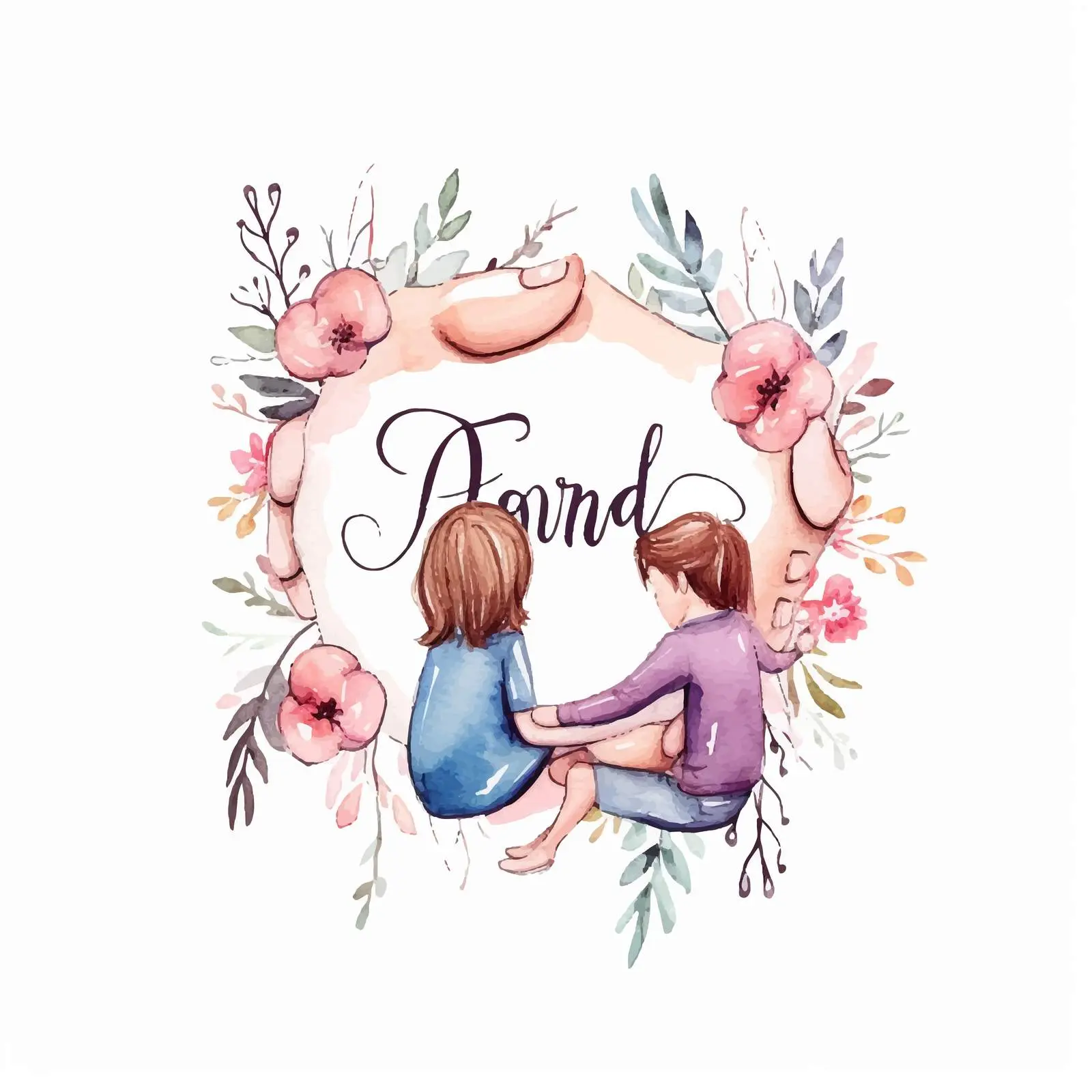 Family Handwritten Lettering with Parents and Child – free synergy image from Dotvec