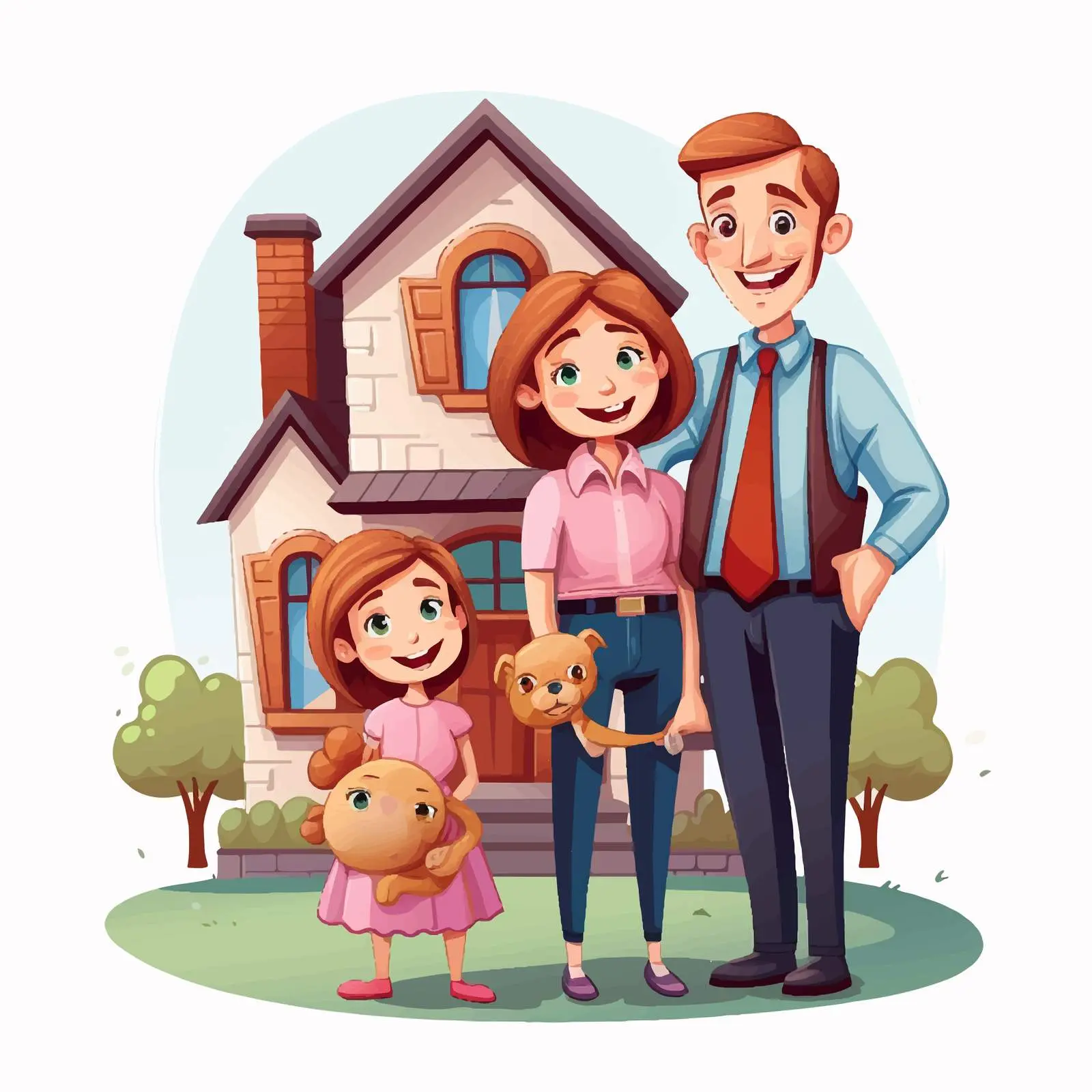 Family Member House Illustration Vector Cartoon — free download from Dotvec