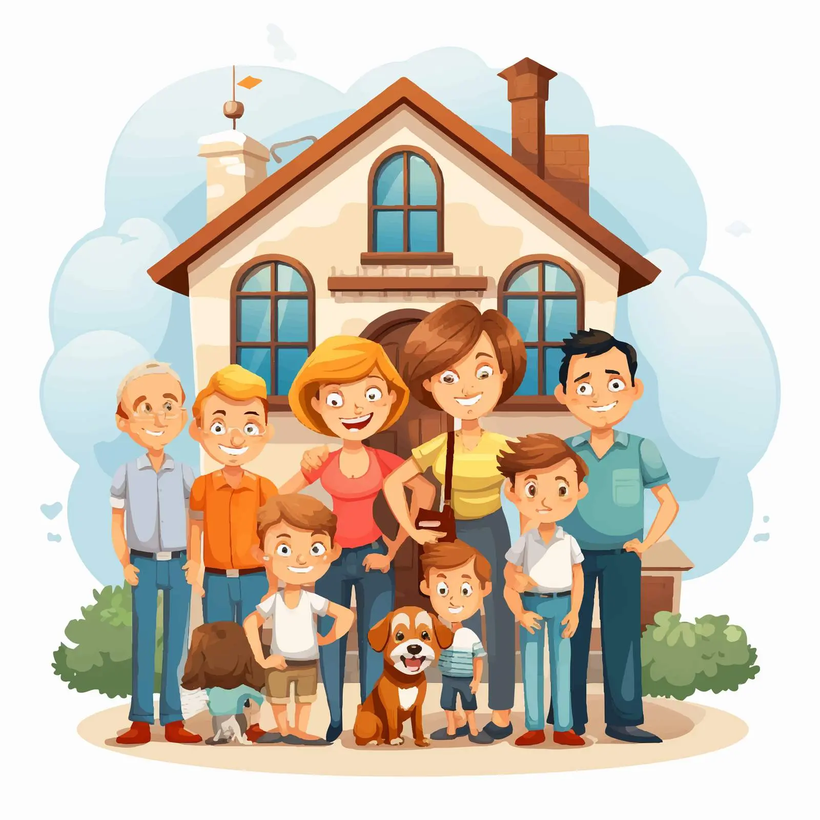 Family Member House Illustration Vector Art — free download from Dotvec