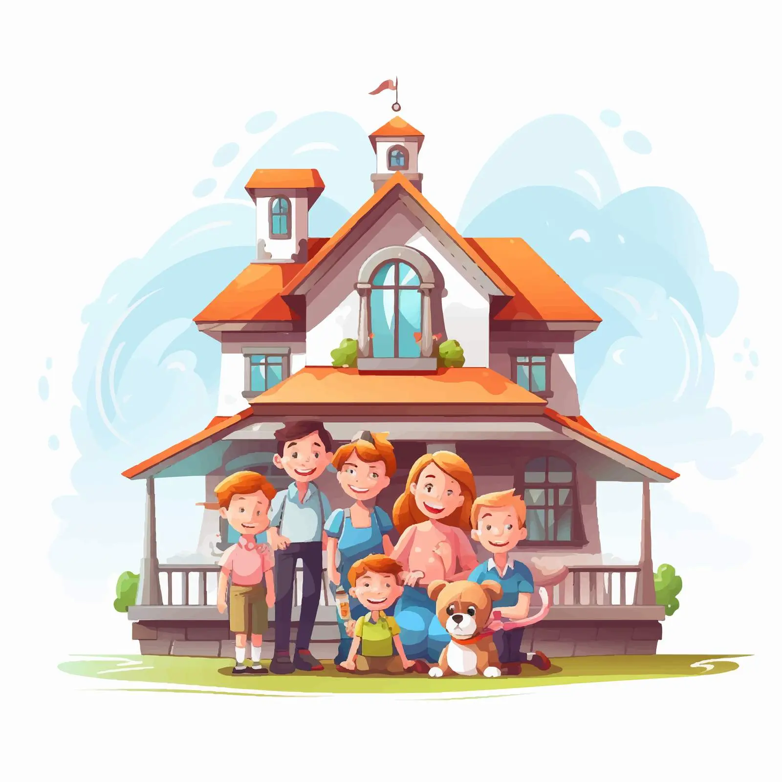 Family Members in Home Illustration – free connectedness image from Dotvec