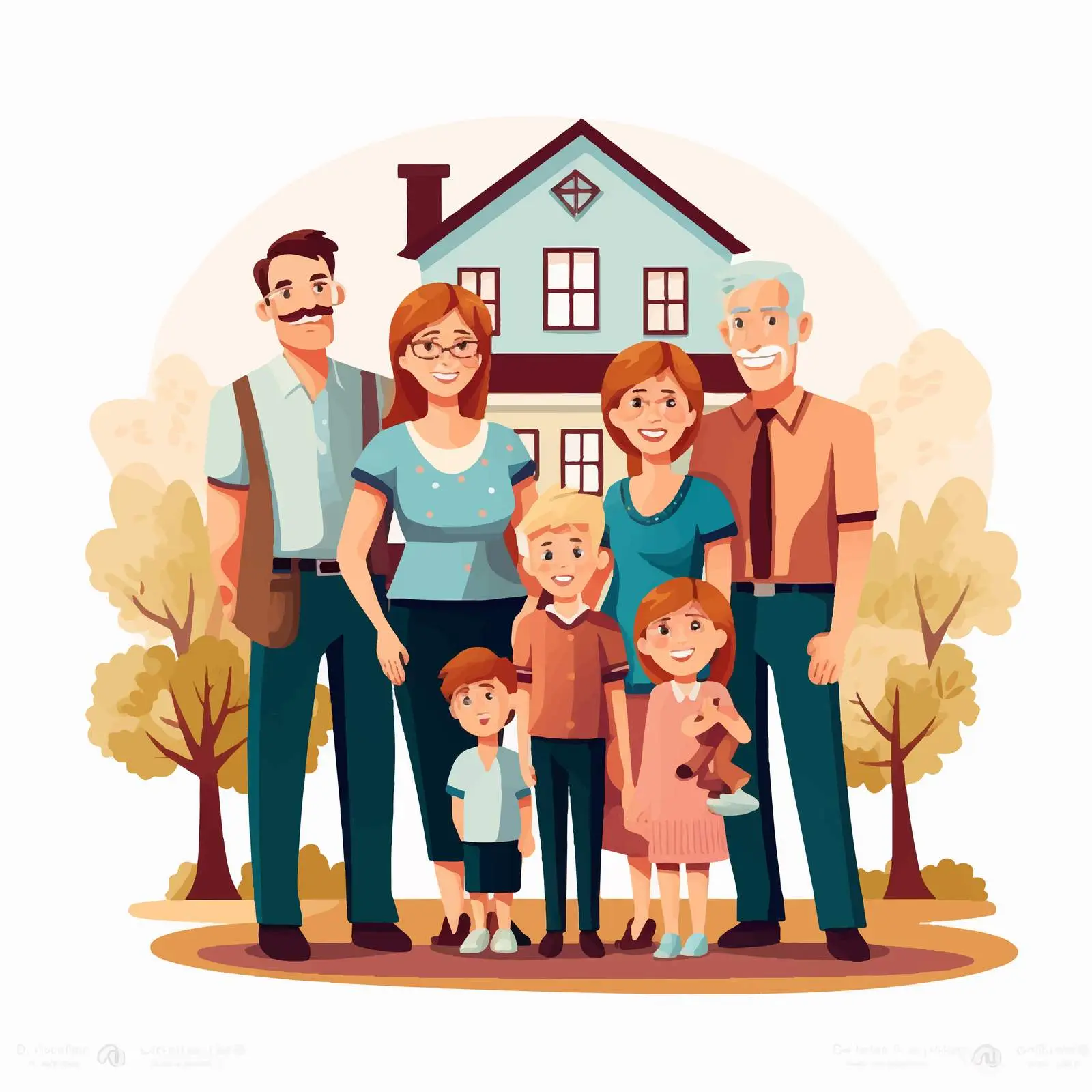 Family Members in a House Illustration — free download from Dotvec
