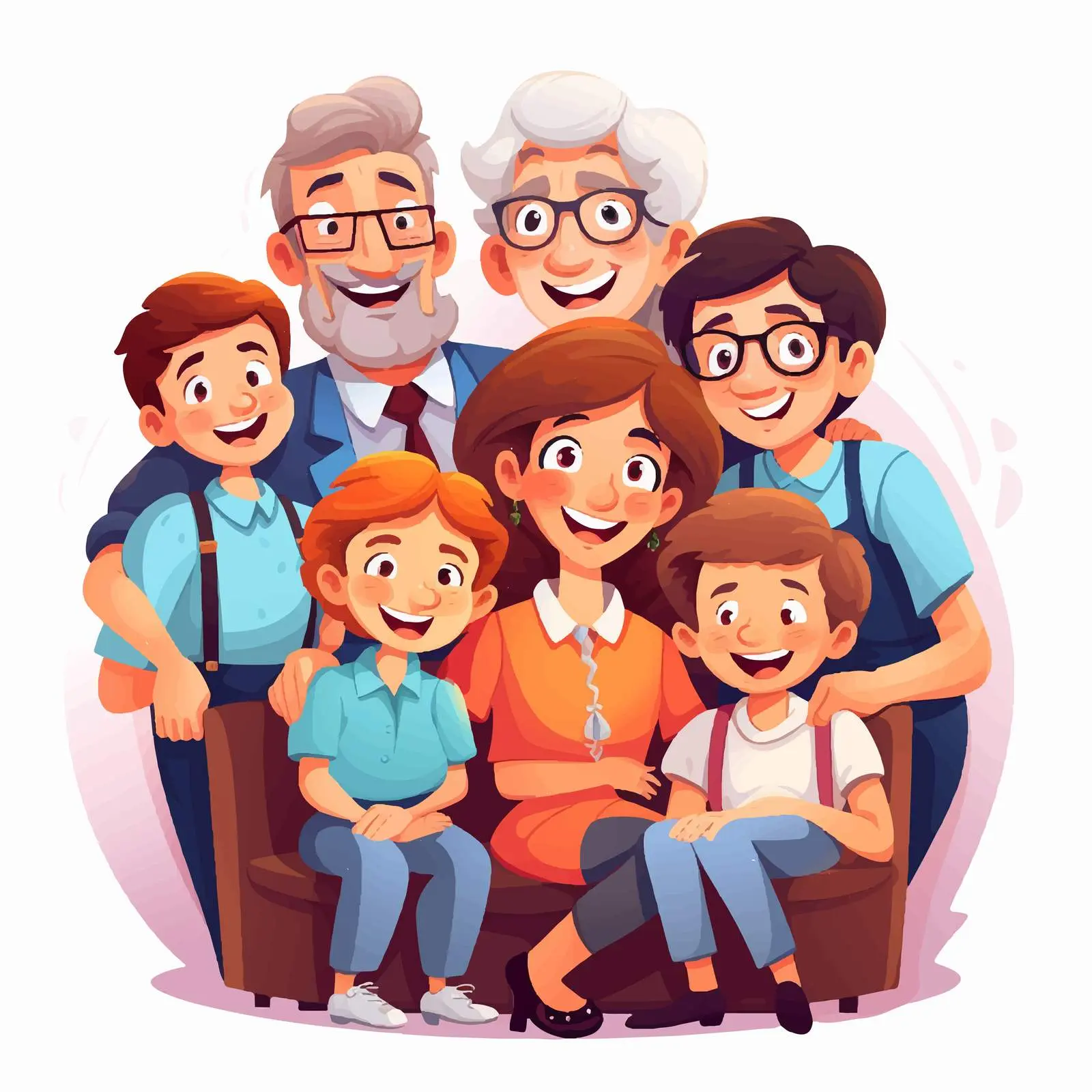Happy Family Together Vector Illustration — free download from Dotvec