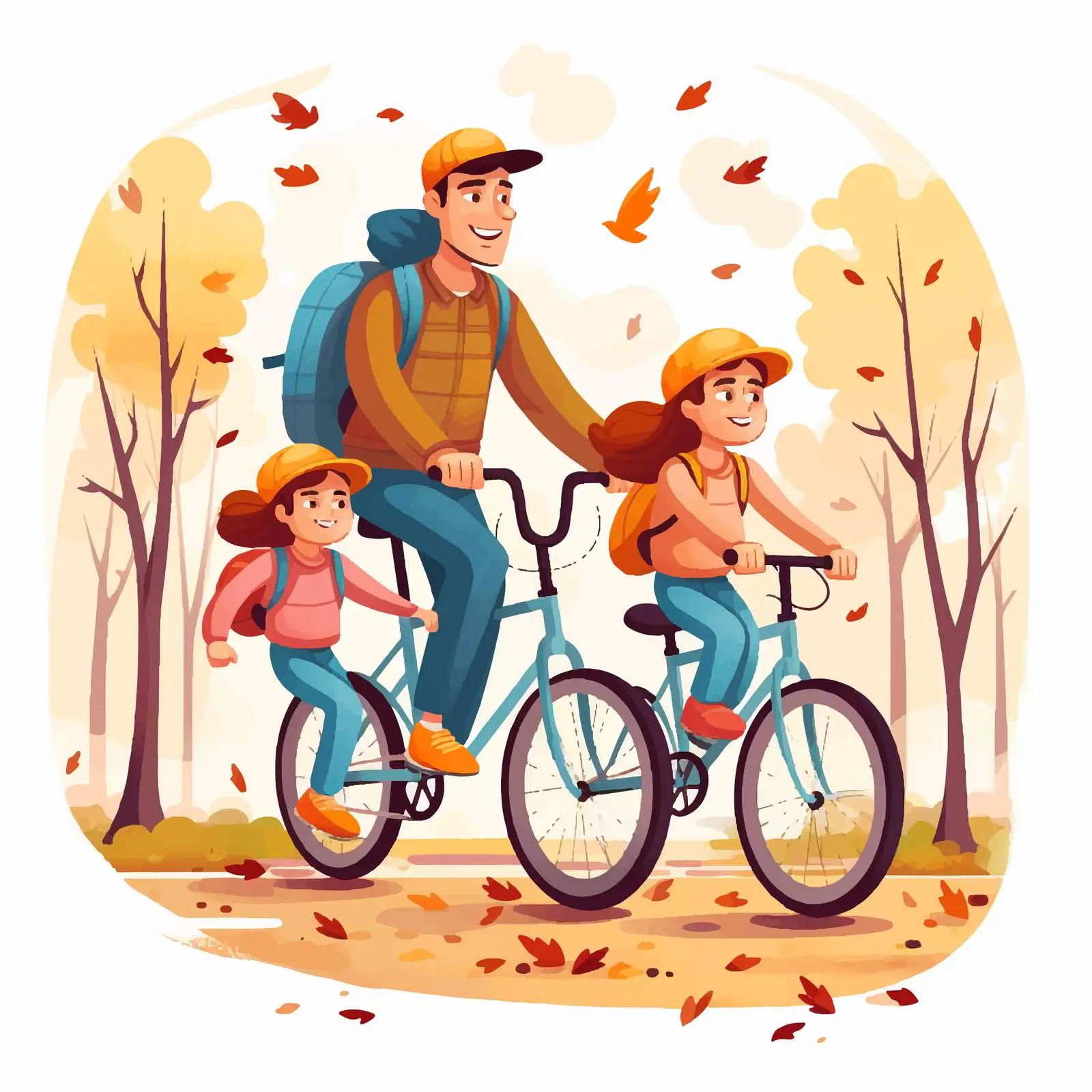 Family Riding Bikes in the Park Illustration — free download from Dotvec