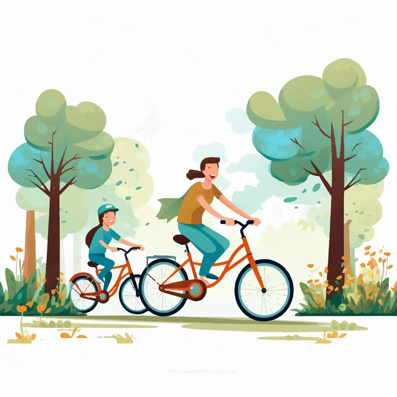 Family Riding Bikes in the Park Illustration — free download from Dotvec