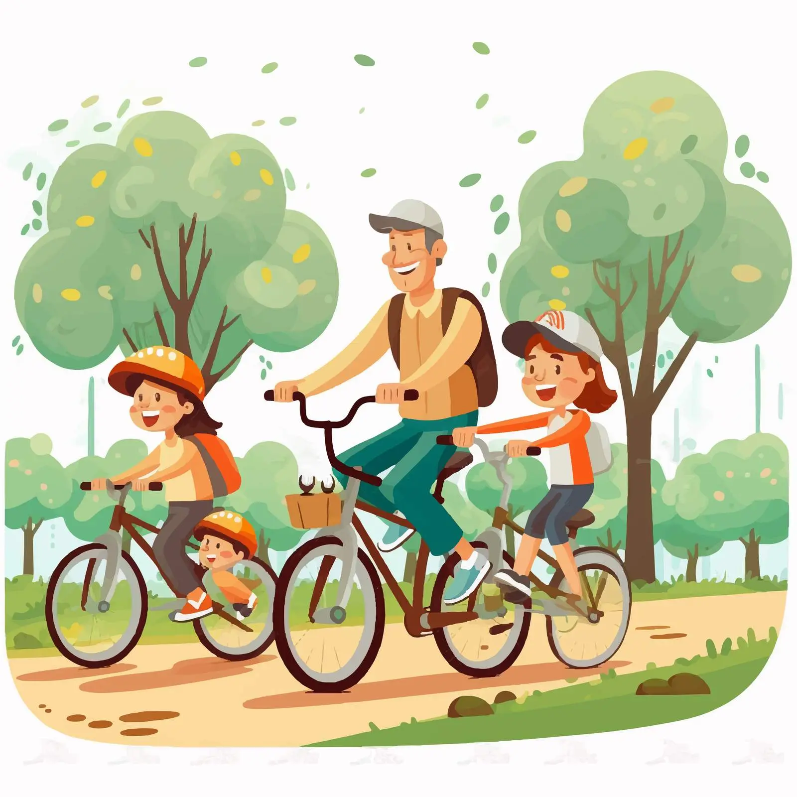 Family Riding Bikes Together in the Park — free download from Dotvec