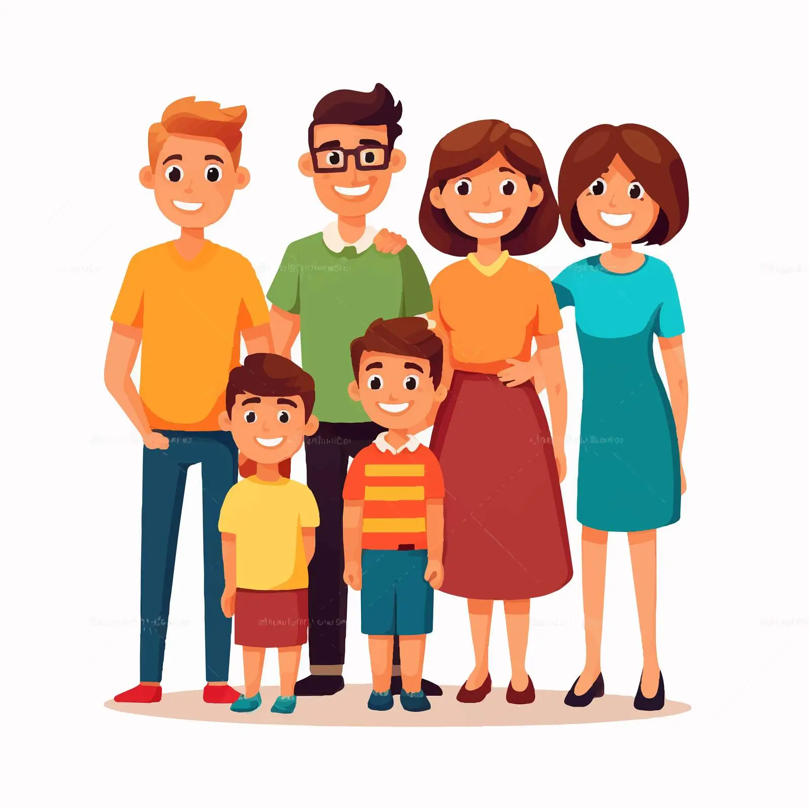 Family Members with Parents and Kids Illustration – free illustrated art image from Dotvec
