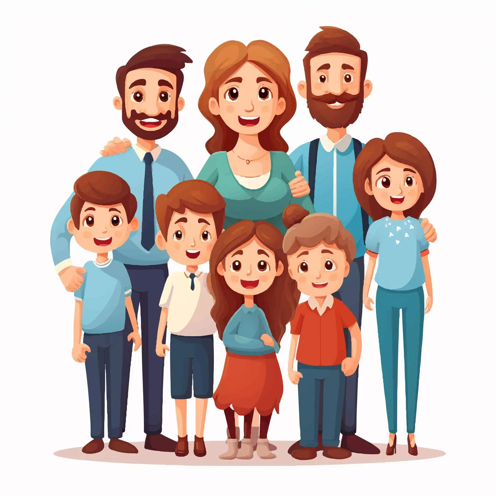 Family Members with Parents and Kids Illustration — free download from Dotvec