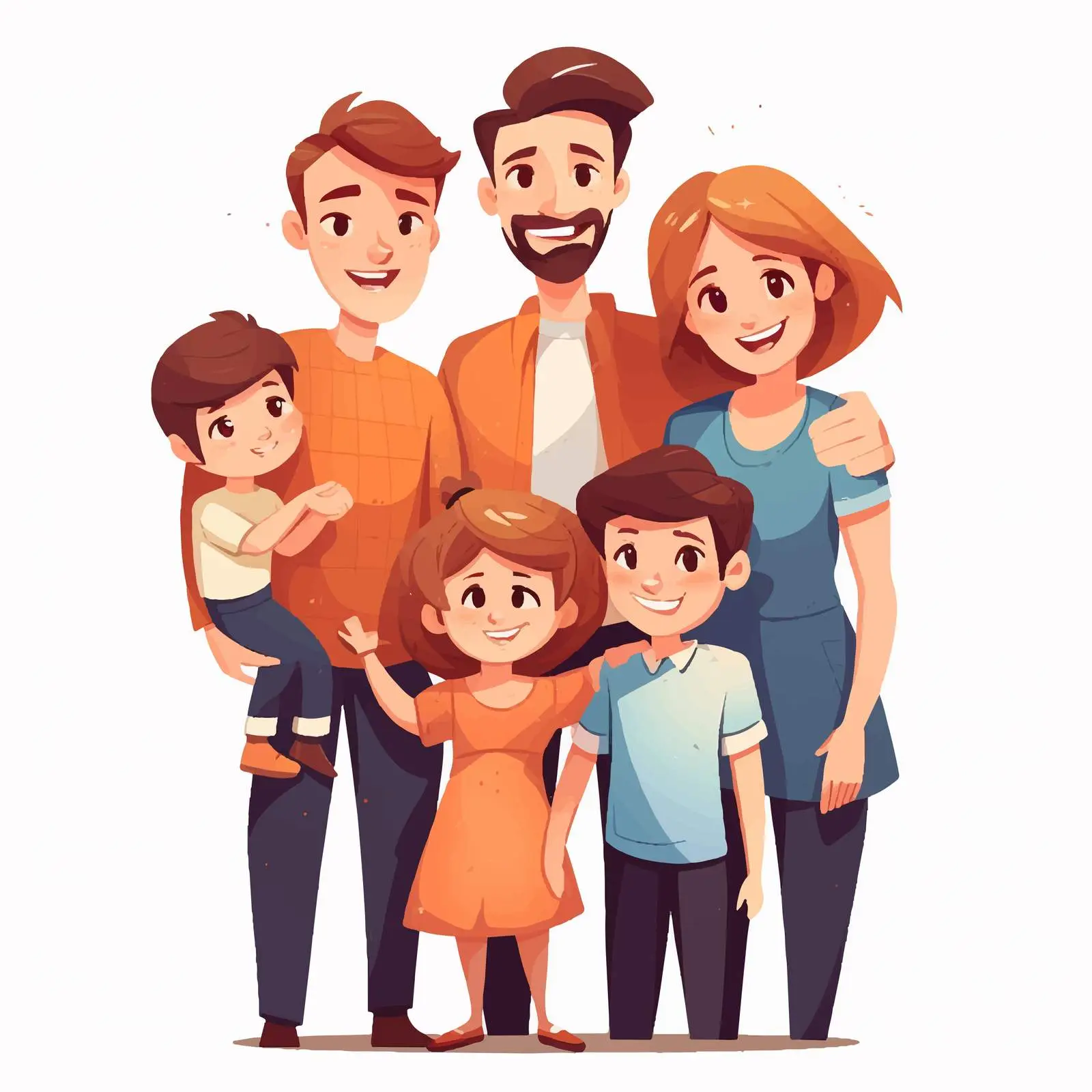 Family Members with Parents and Kids Illustration — free download from Dotvec