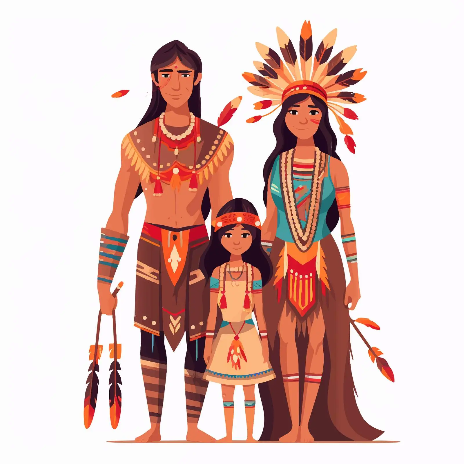 American Indian Family: Mother, Father, and Daughter — free download from Dotvec
