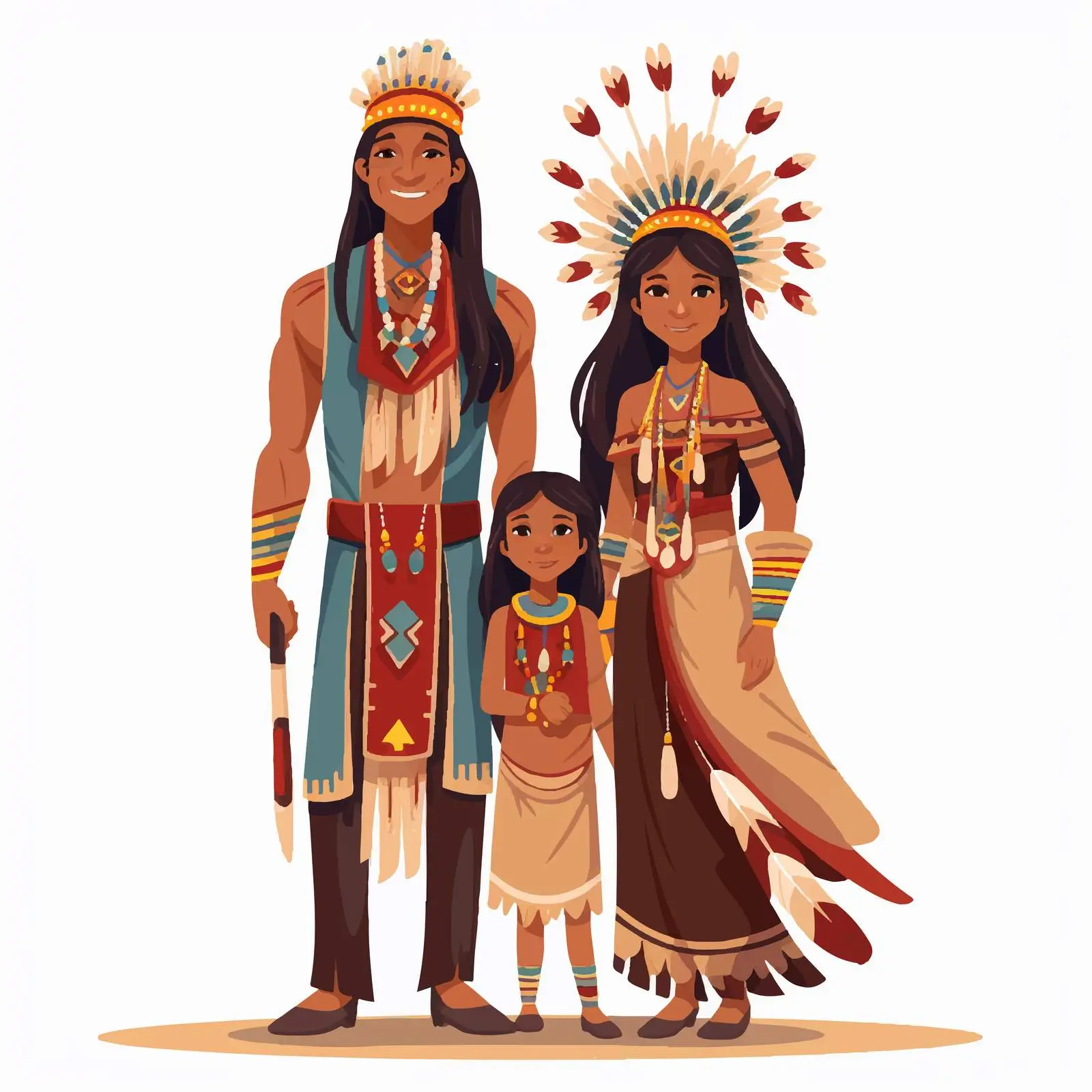 American Indian Family in Traditional Dress — free download from Dotvec